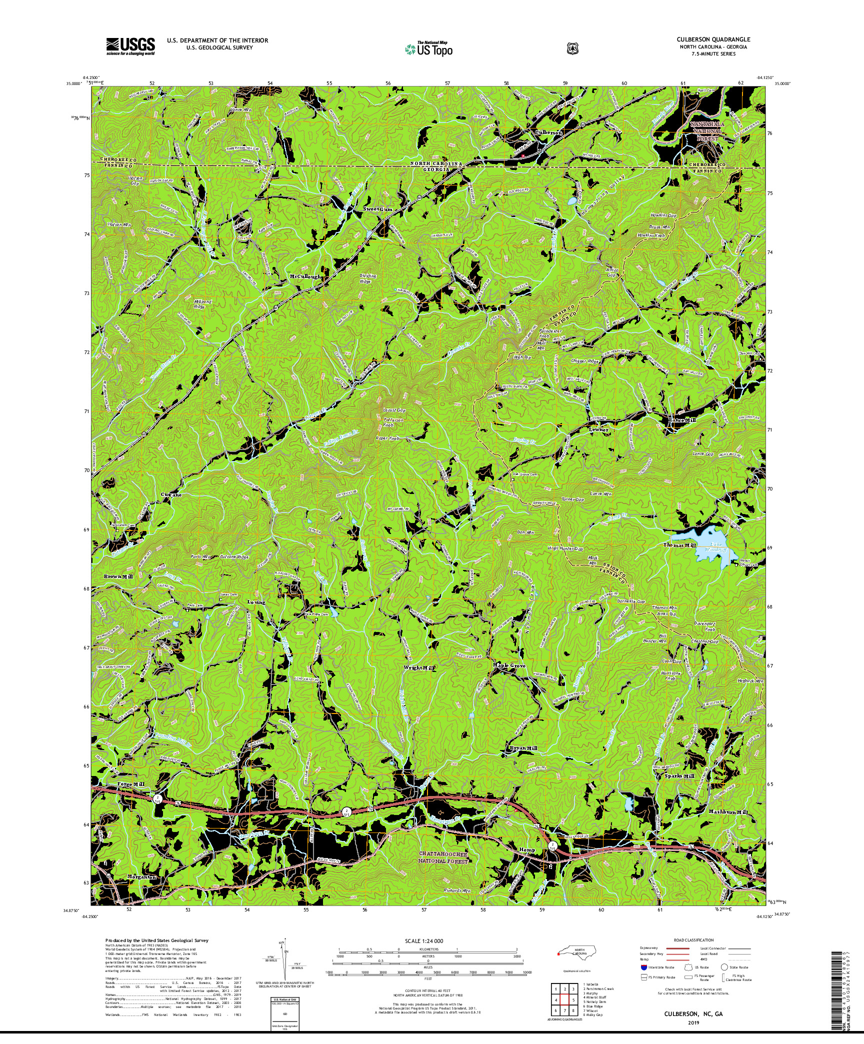 USGS US TOPO 7.5-MINUTE MAP FOR CULBERSON, NC,GA 2019