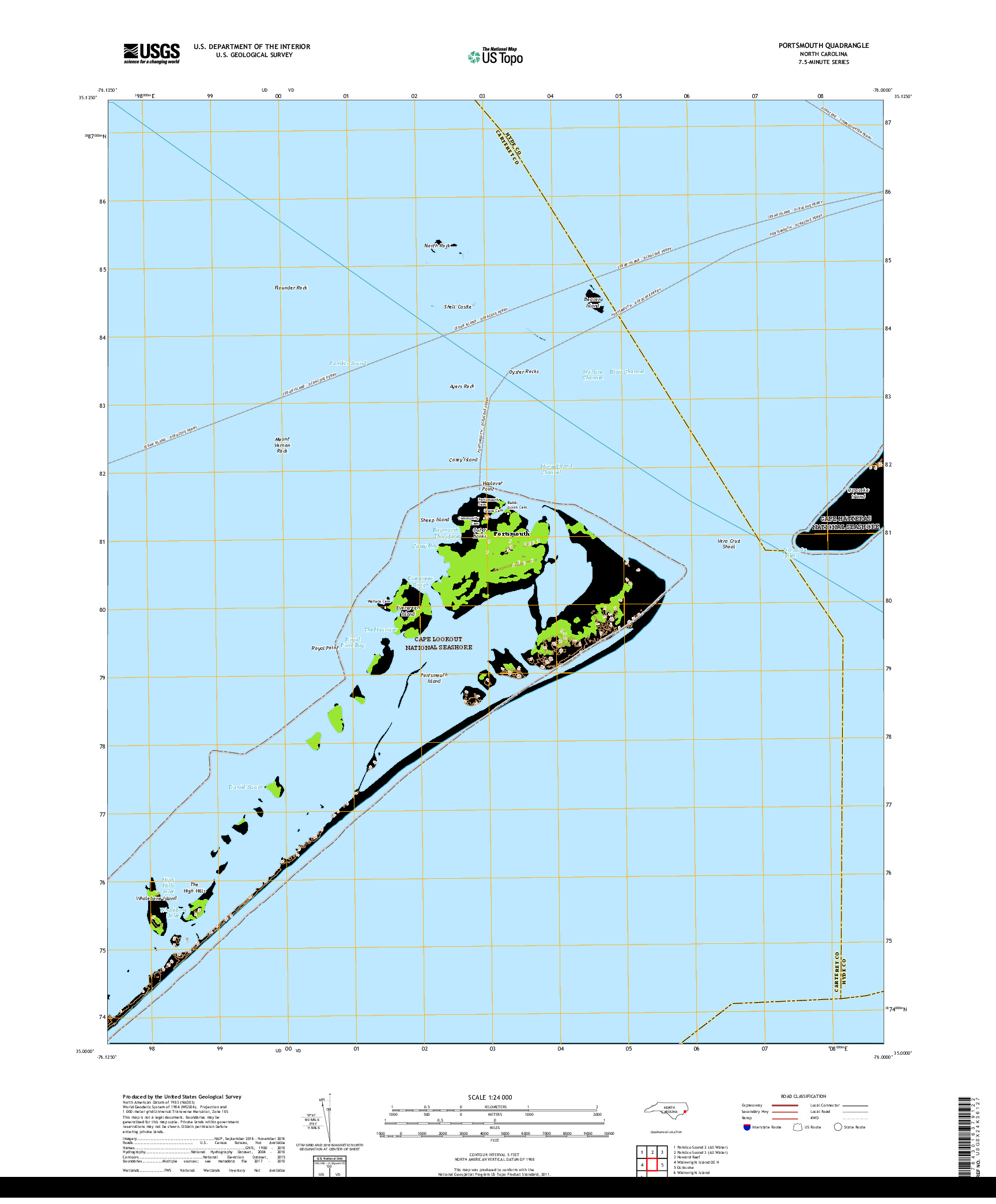 USGS US TOPO 7.5-MINUTE MAP FOR PORTSMOUTH, NC 2019