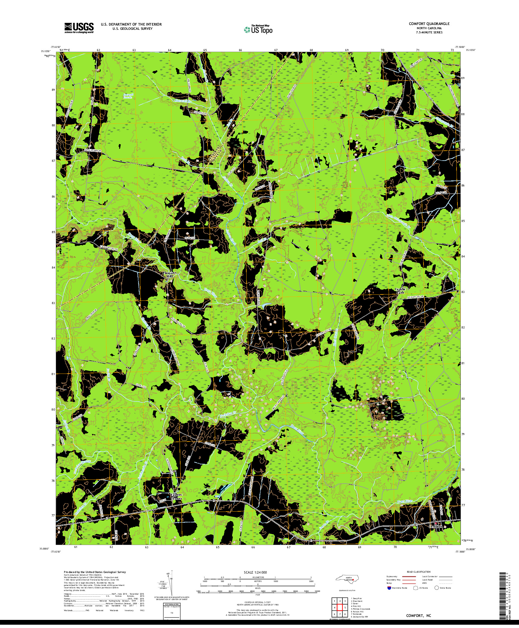 USGS US TOPO 7.5-MINUTE MAP FOR COMFORT, NC 2019