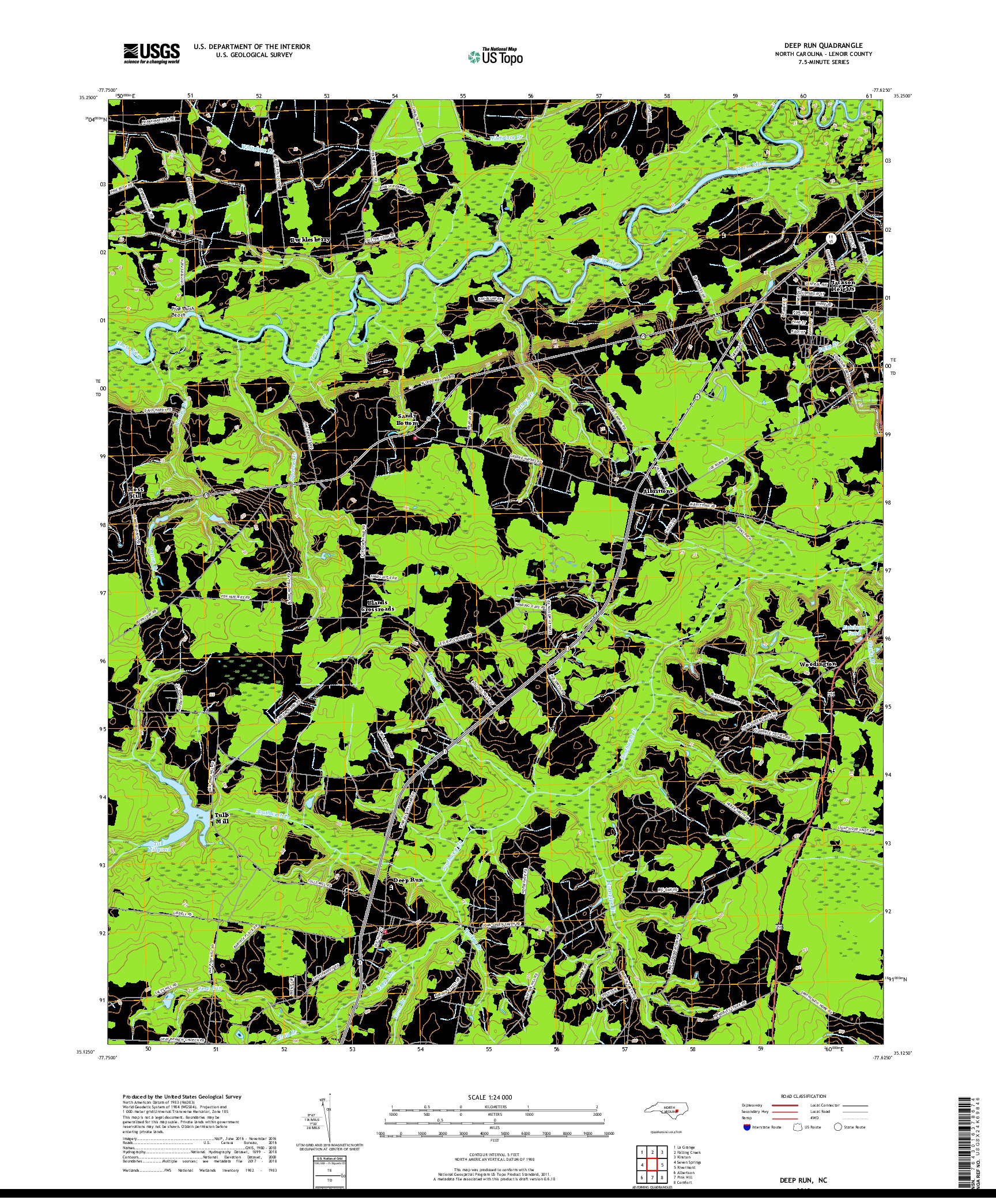 USGS US TOPO 7.5-MINUTE MAP FOR DEEP RUN, NC 2019