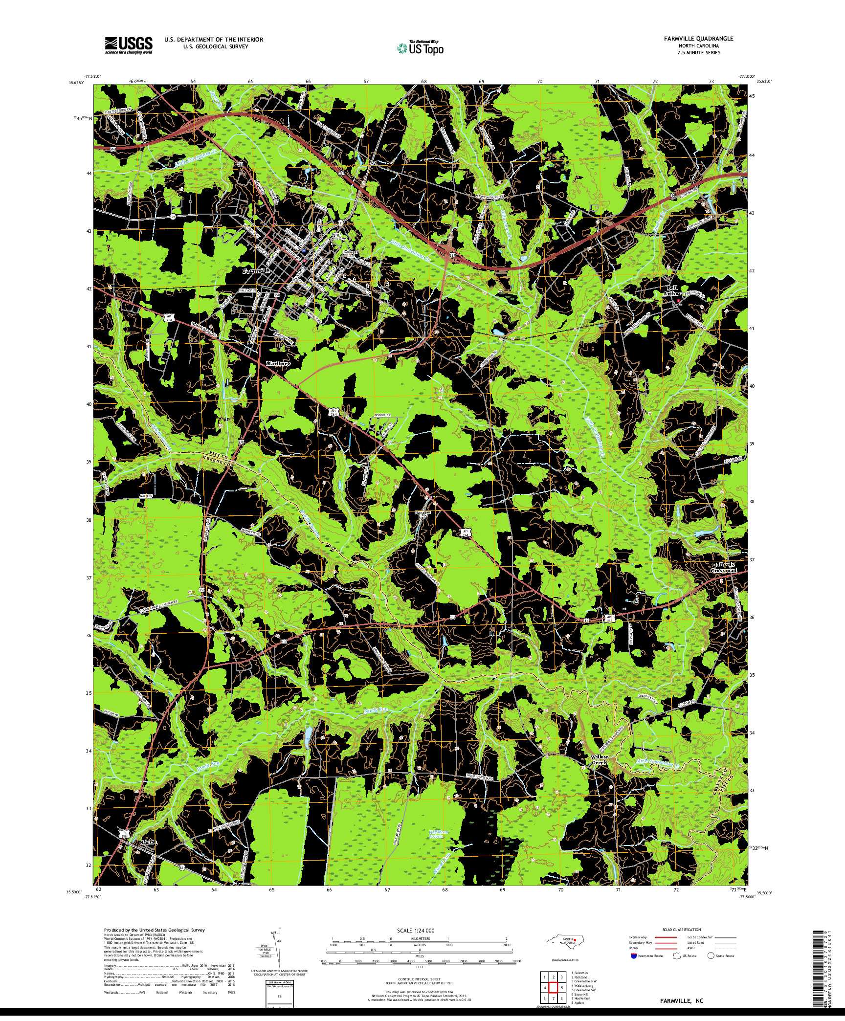 USGS US TOPO 7.5-MINUTE MAP FOR FARMVILLE, NC 2019