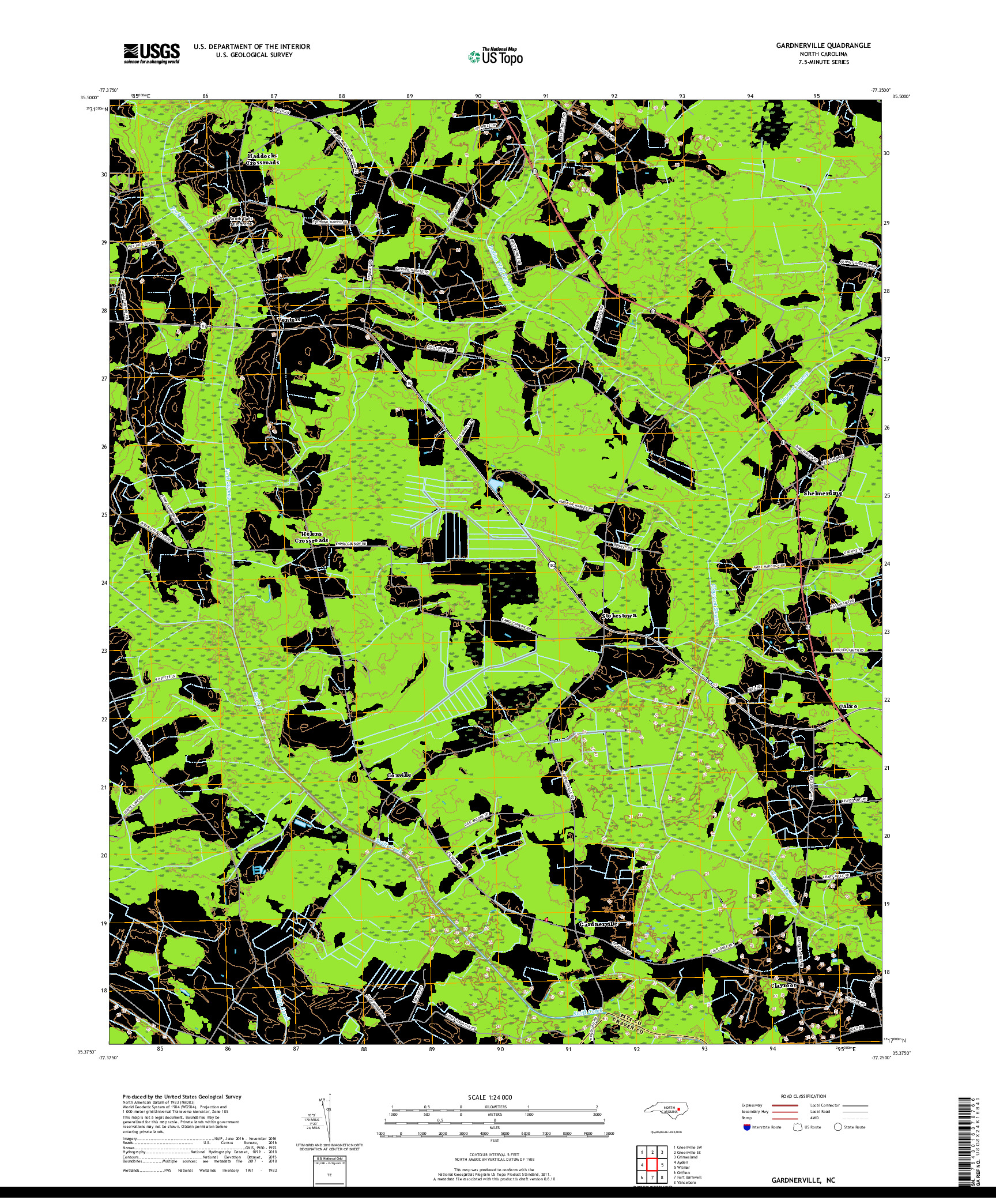 USGS US TOPO 7.5-MINUTE MAP FOR GARDNERVILLE, NC 2019