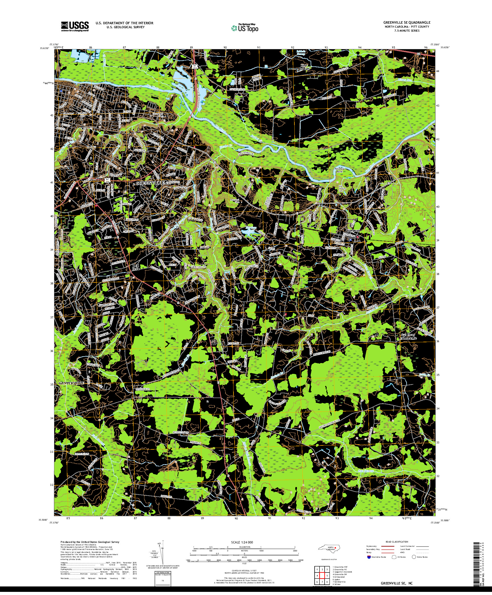 USGS US TOPO 7.5-MINUTE MAP FOR GREENVILLE SE, NC 2019