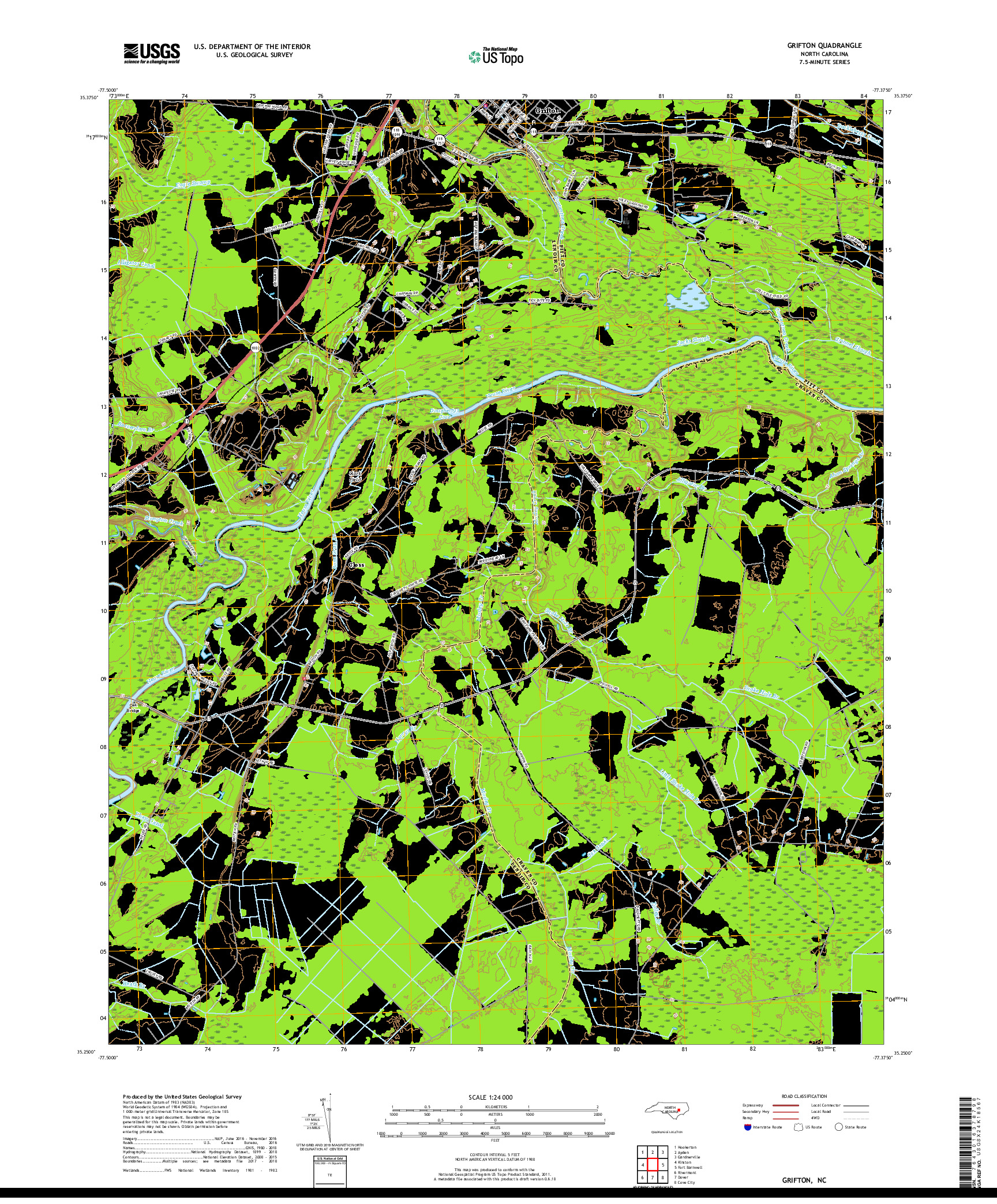 USGS US TOPO 7.5-MINUTE MAP FOR GRIFTON, NC 2019