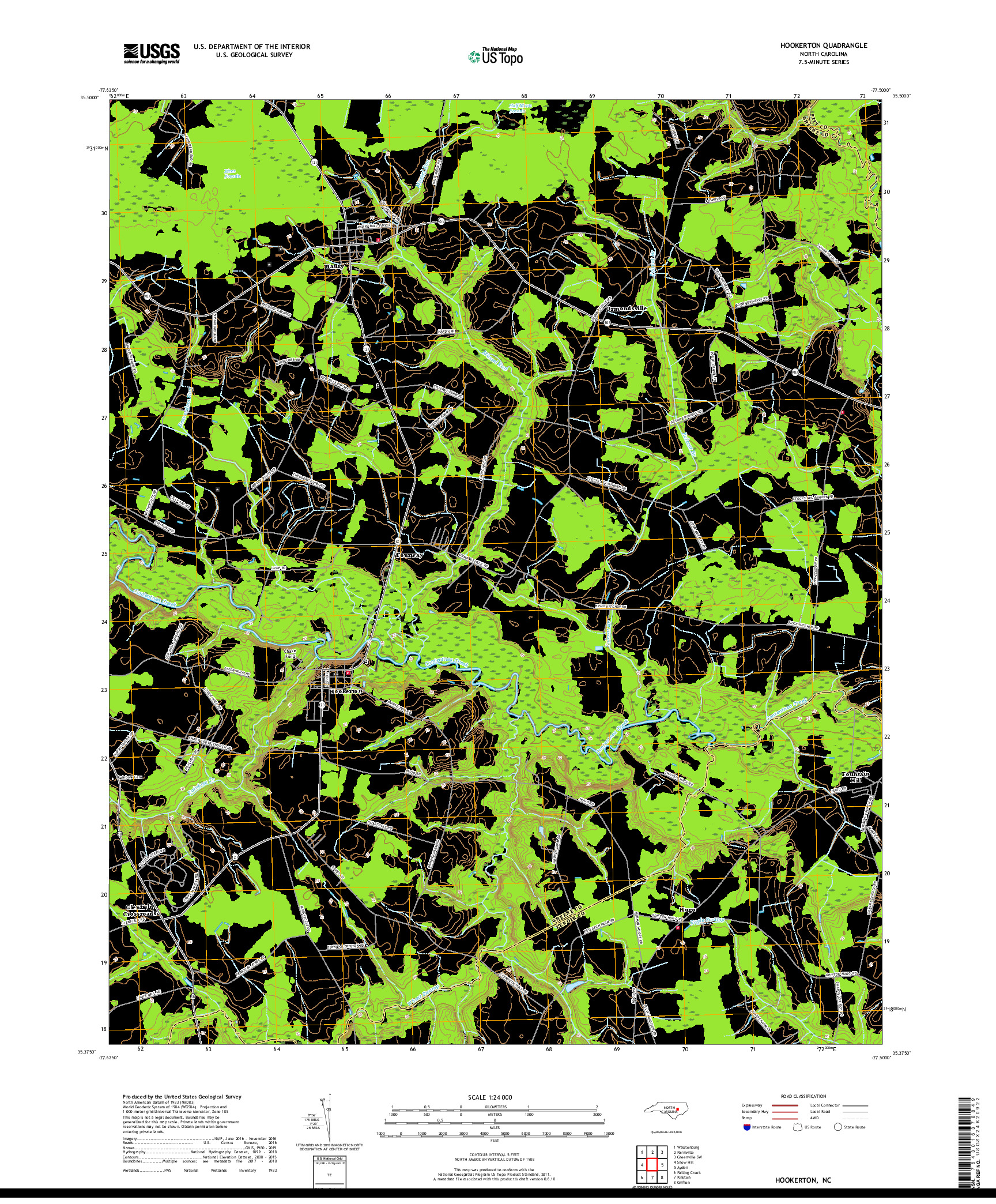 USGS US TOPO 7.5-MINUTE MAP FOR HOOKERTON, NC 2019