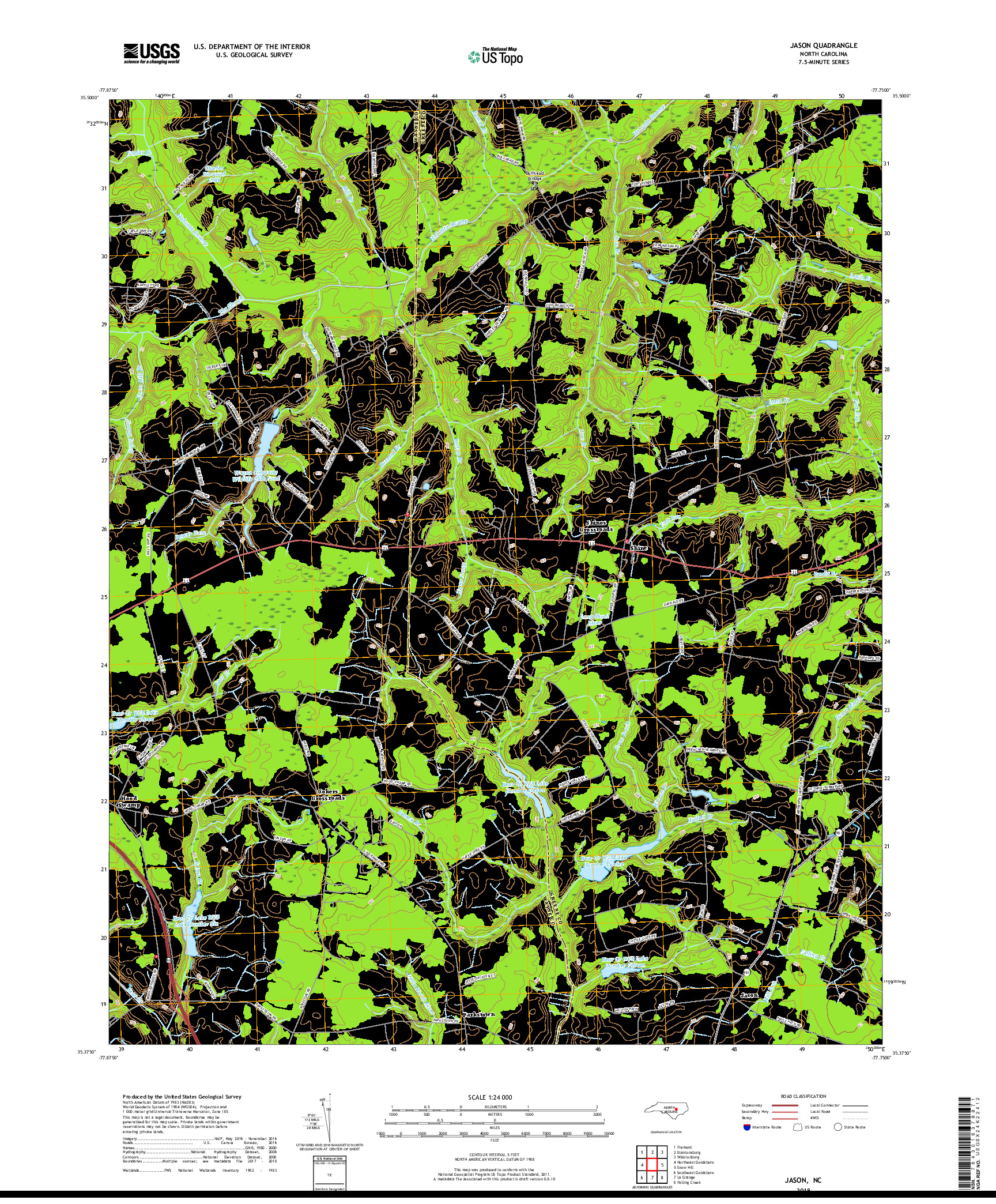 USGS US TOPO 7.5-MINUTE MAP FOR JASON, NC 2019