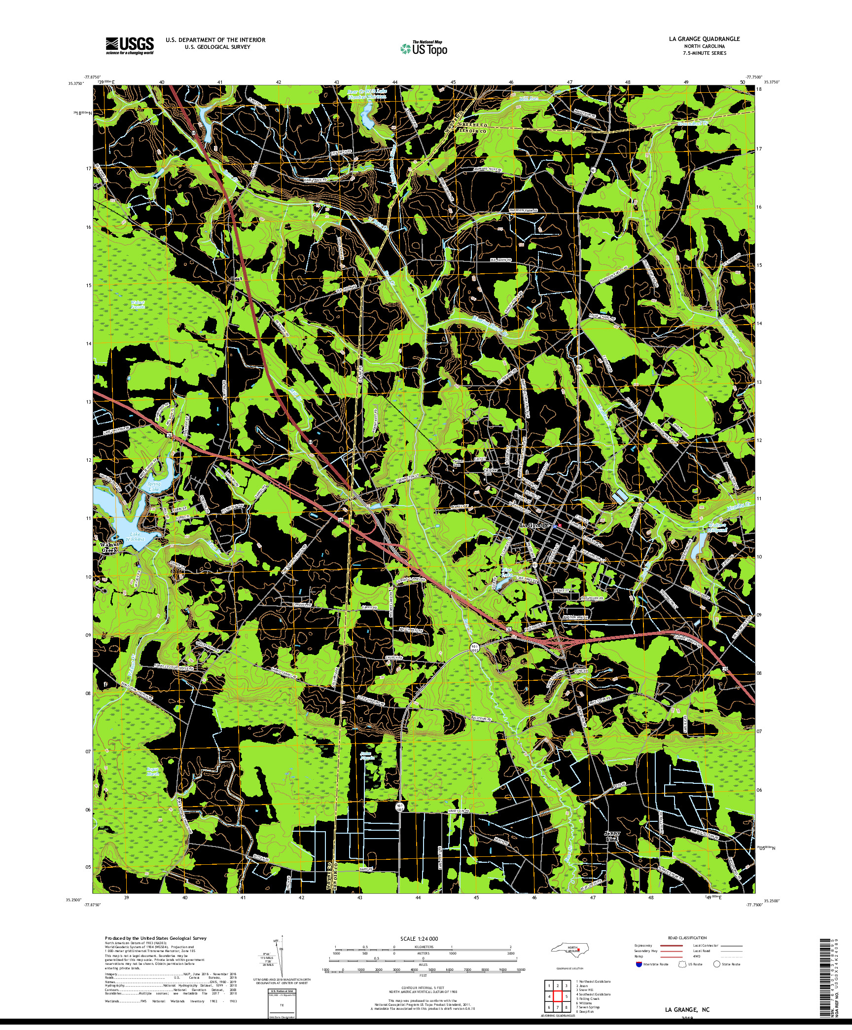 USGS US TOPO 7.5-MINUTE MAP FOR LA GRANGE, NC 2019