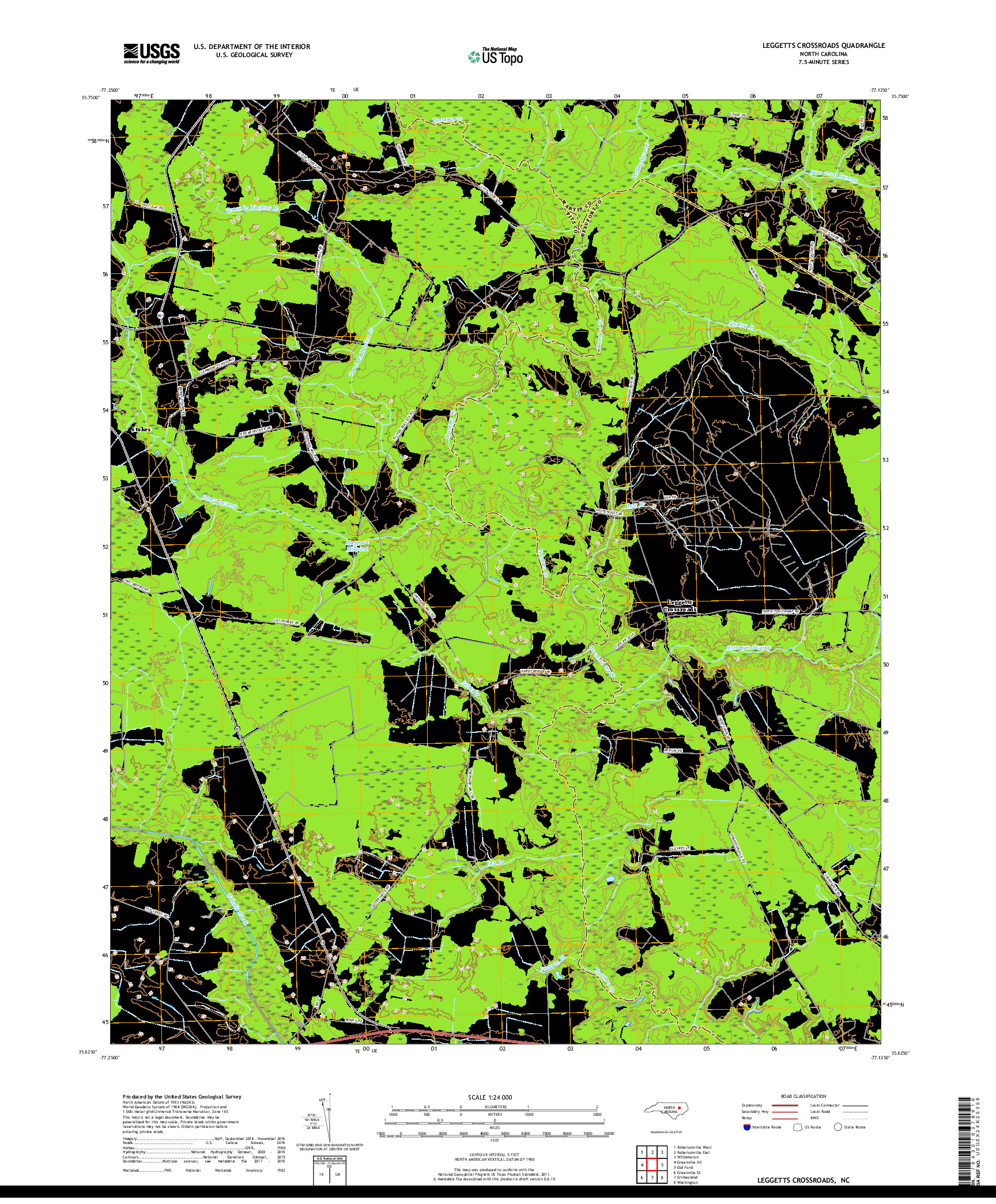 USGS US TOPO 7.5-MINUTE MAP FOR LEGGETTS CROSSROADS, NC 2019