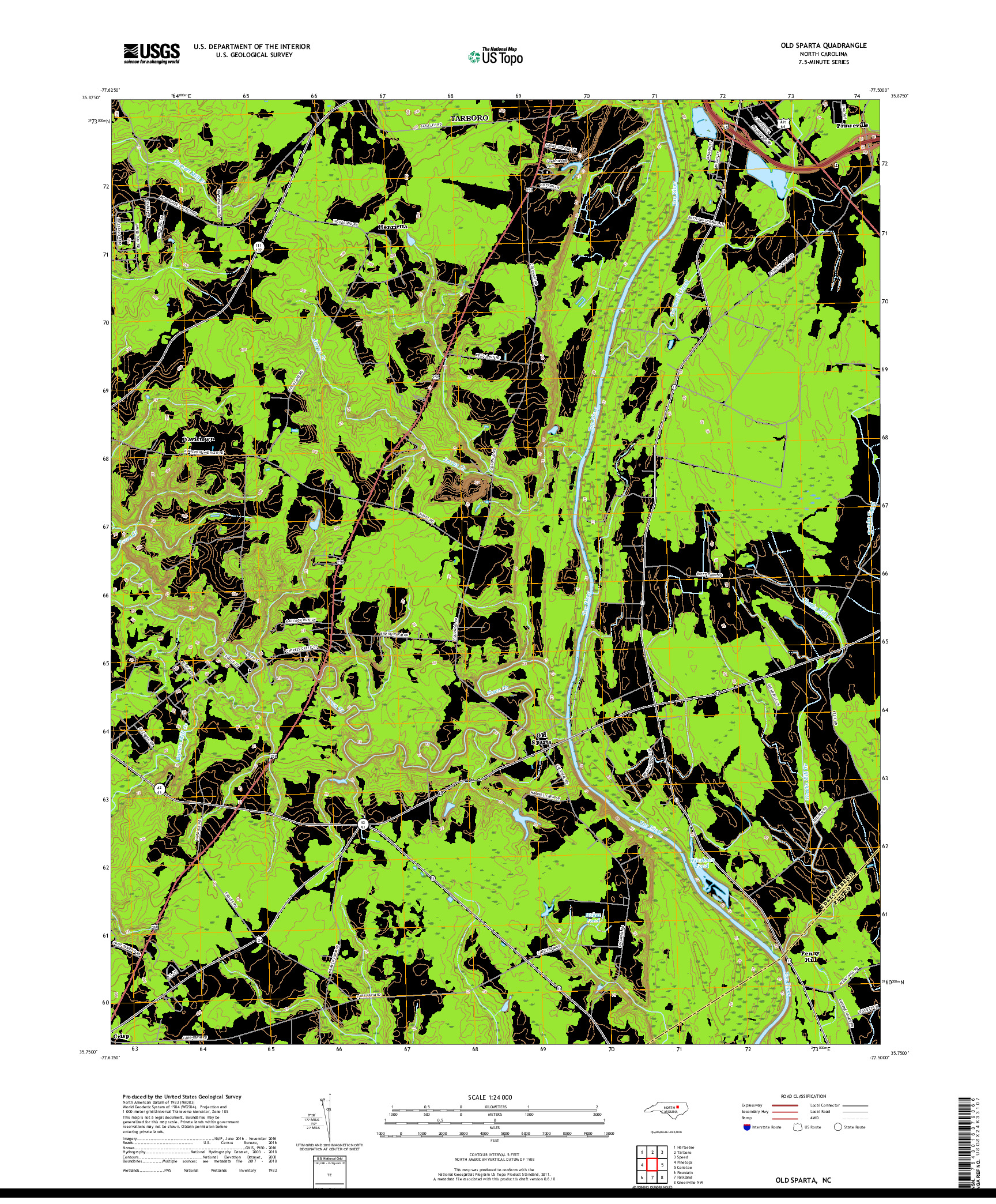 USGS US TOPO 7.5-MINUTE MAP FOR OLD SPARTA, NC 2019