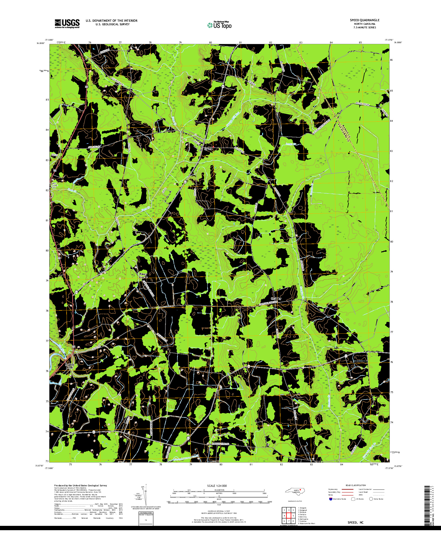 USGS US TOPO 7.5-MINUTE MAP FOR SPEED, NC 2019