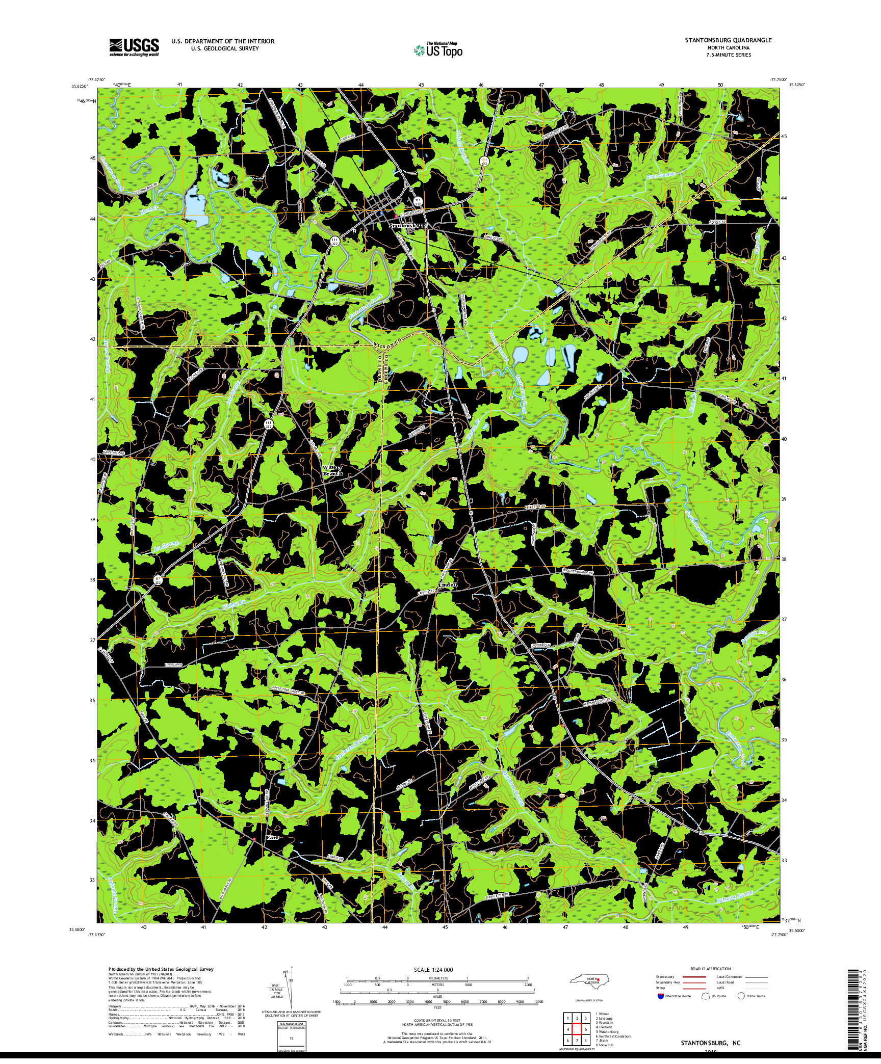 USGS US TOPO 7.5-MINUTE MAP FOR STANTONSBURG, NC 2019