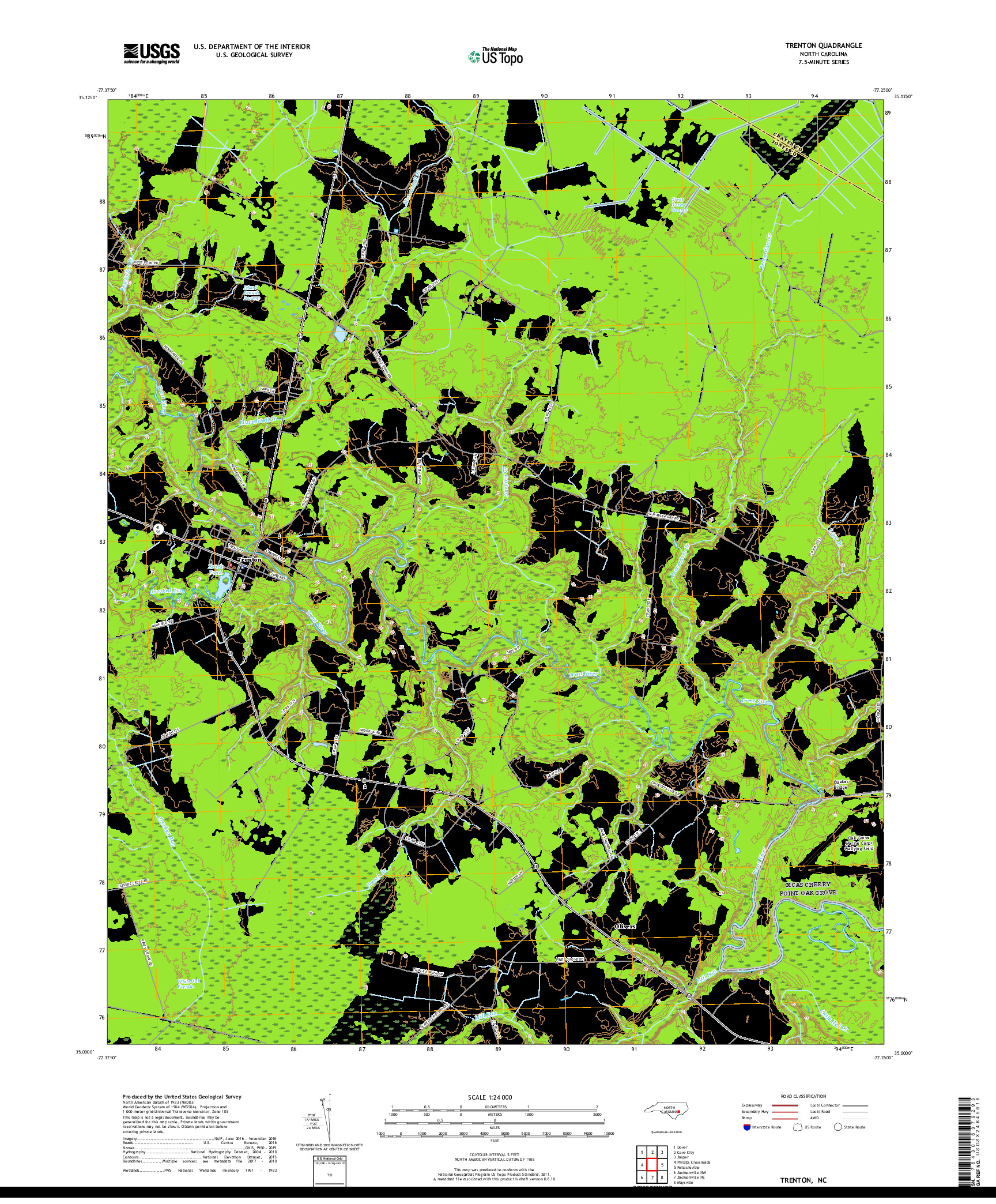 USGS US TOPO 7.5-MINUTE MAP FOR TRENTON, NC 2019