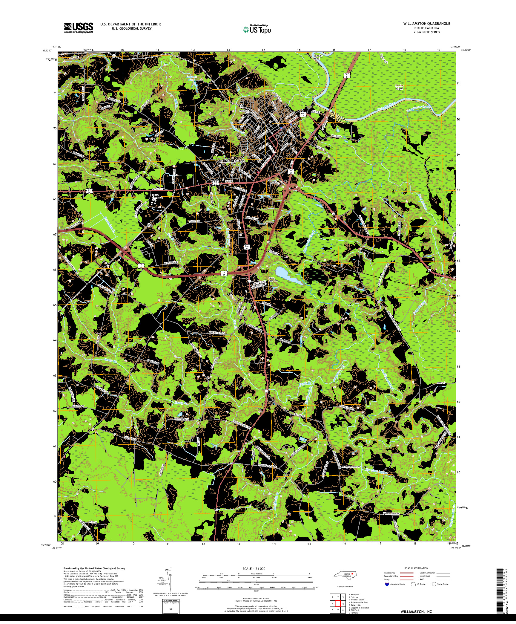 USGS US TOPO 7.5-MINUTE MAP FOR WILLIAMSTON, NC 2019