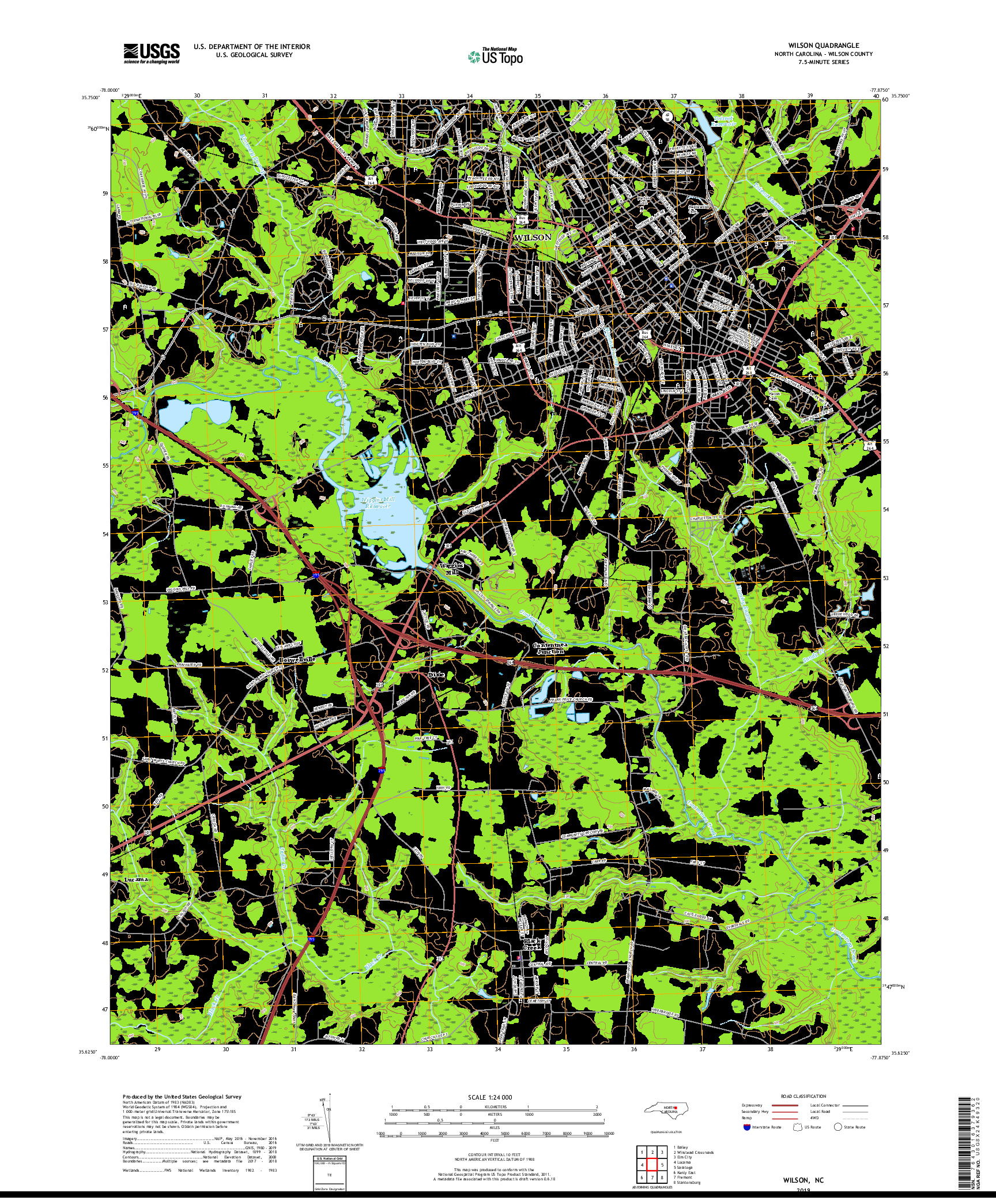 USGS US TOPO 7.5-MINUTE MAP FOR WILSON, NC 2019