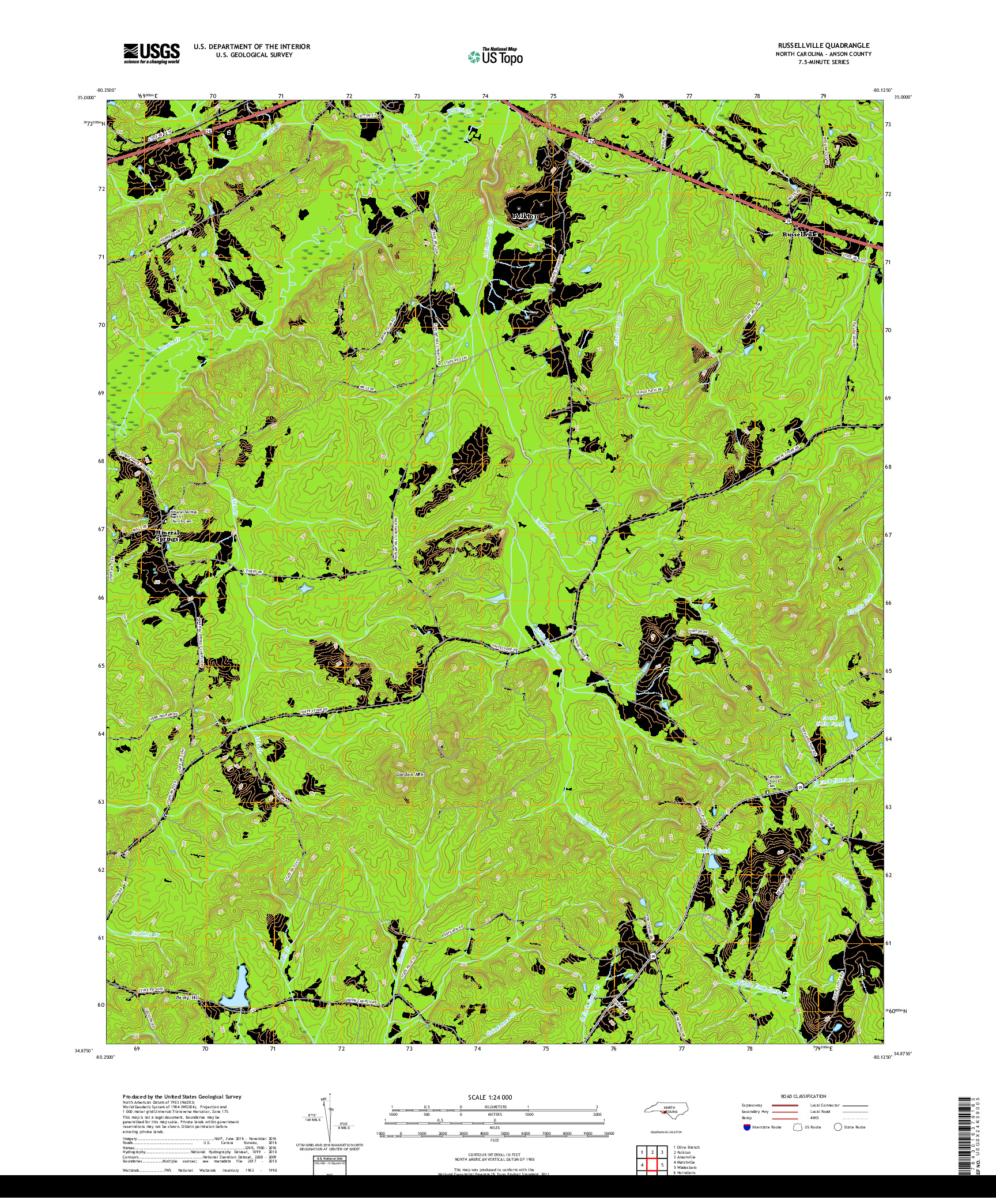 USGS US TOPO 7.5-MINUTE MAP FOR RUSSELLVILLE, NC 2019