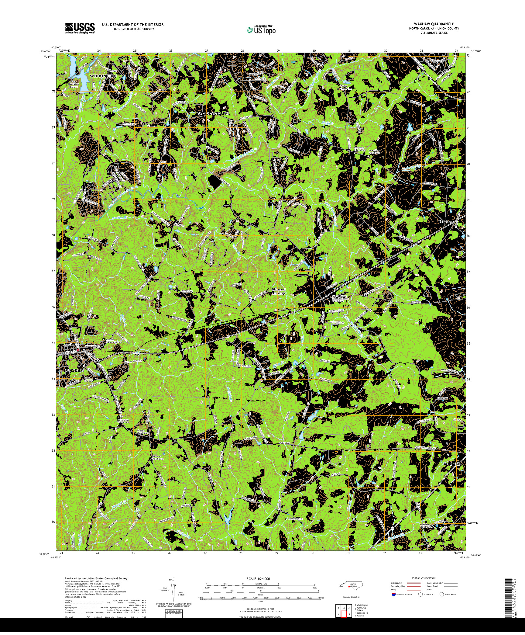 USGS US TOPO 7.5-MINUTE MAP FOR WAXHAW, NC 2019