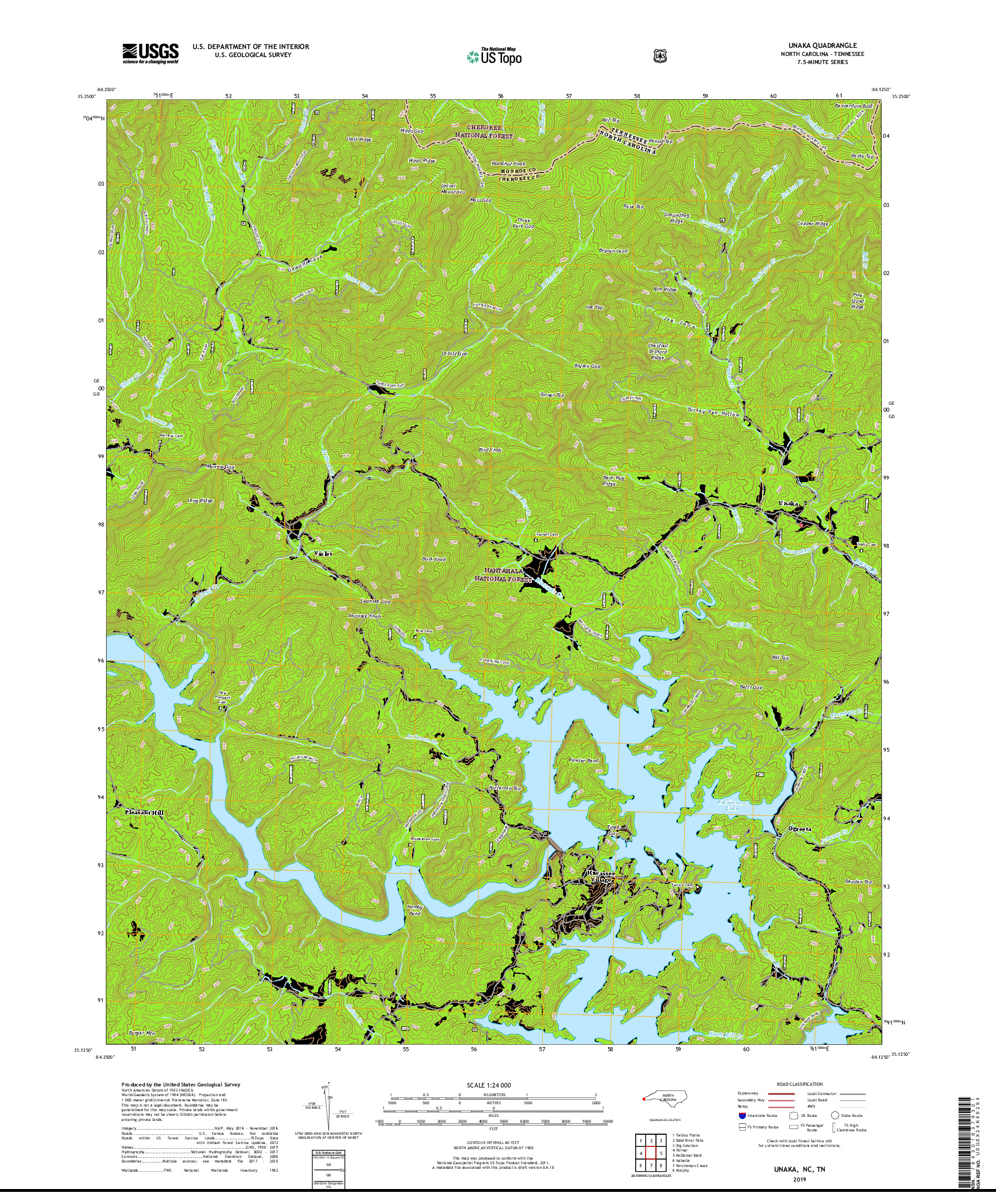 USGS US TOPO 7.5-MINUTE MAP FOR UNAKA, NC,TN 2019