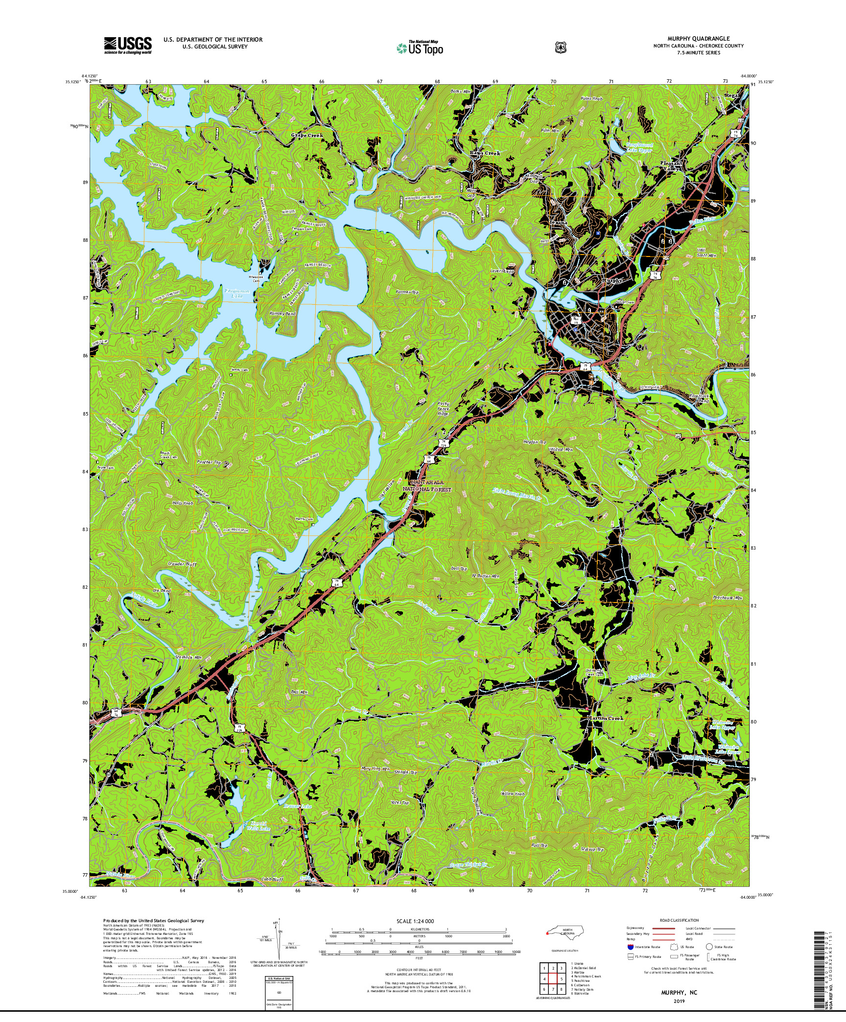 USGS US TOPO 7.5-MINUTE MAP FOR MURPHY, NC 2019