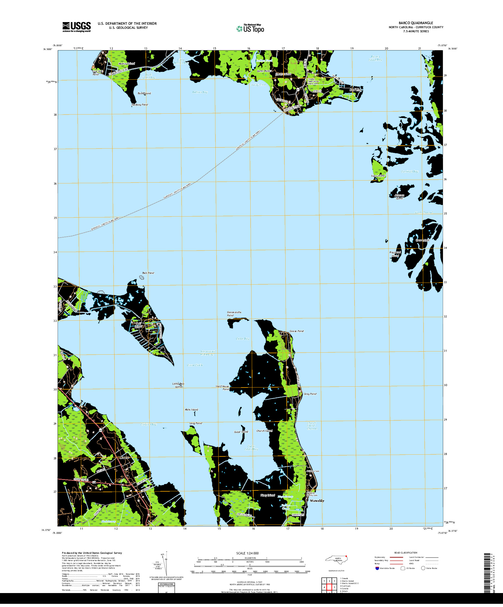 USGS US TOPO 7.5-MINUTE MAP FOR BARCO, NC 2019