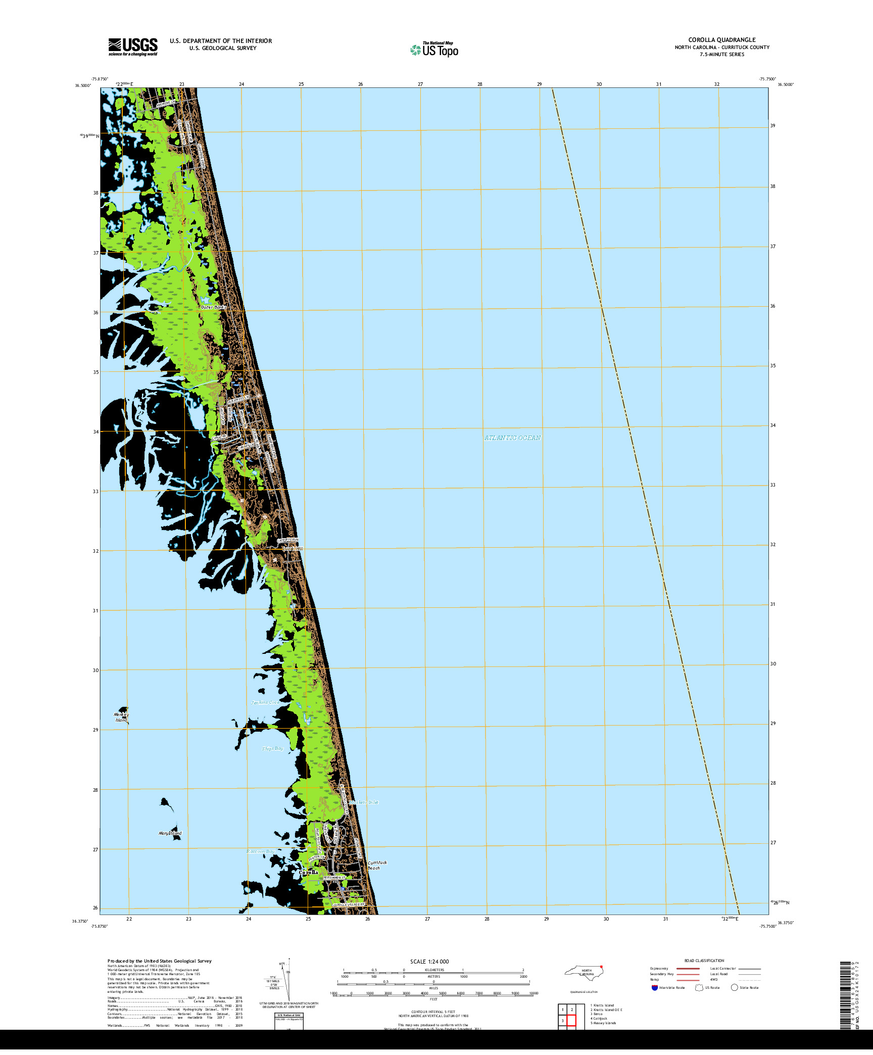 USGS US TOPO 7.5-MINUTE MAP FOR COROLLA, NC 2019