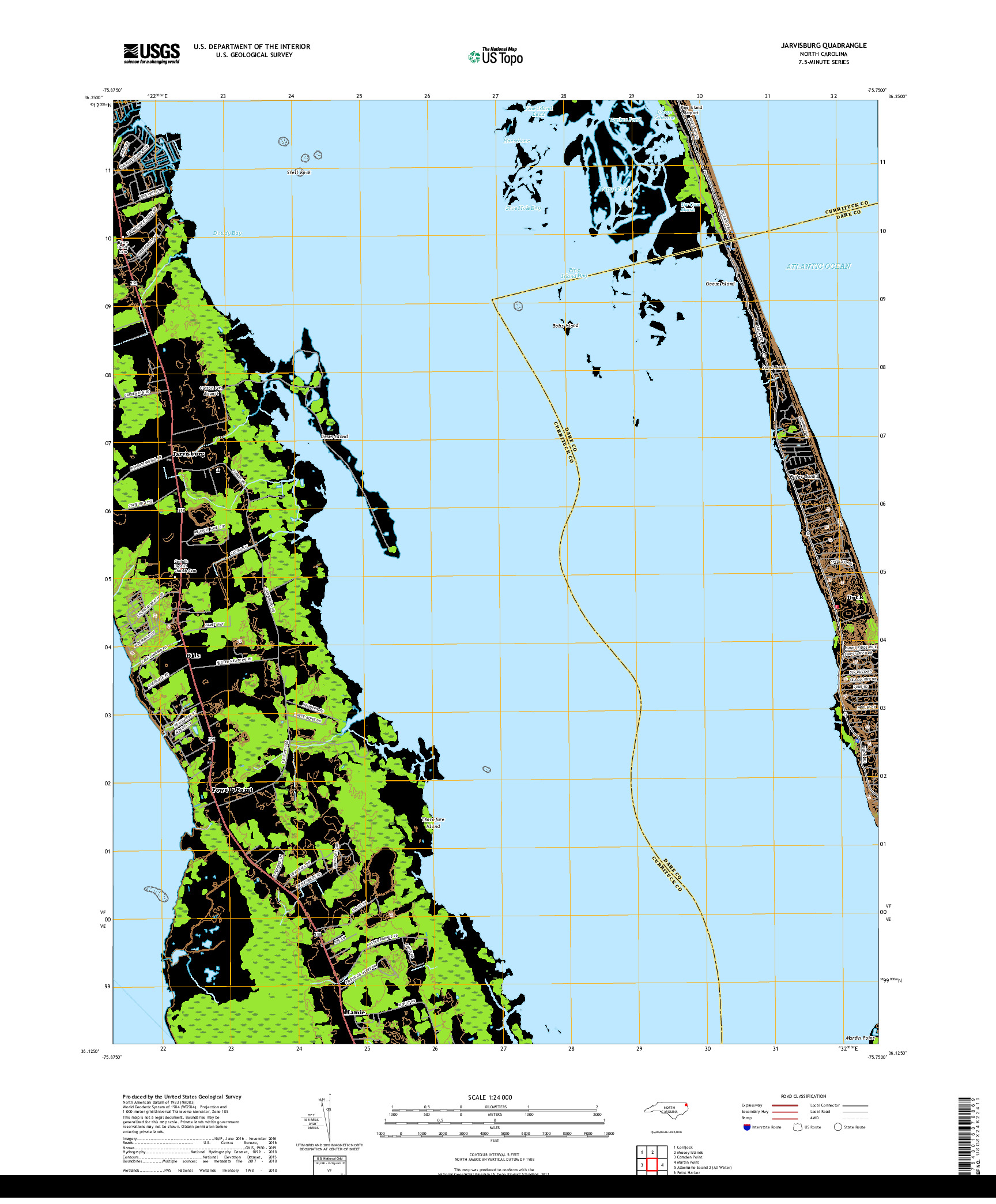 USGS US TOPO 7.5-MINUTE MAP FOR JARVISBURG, NC 2019