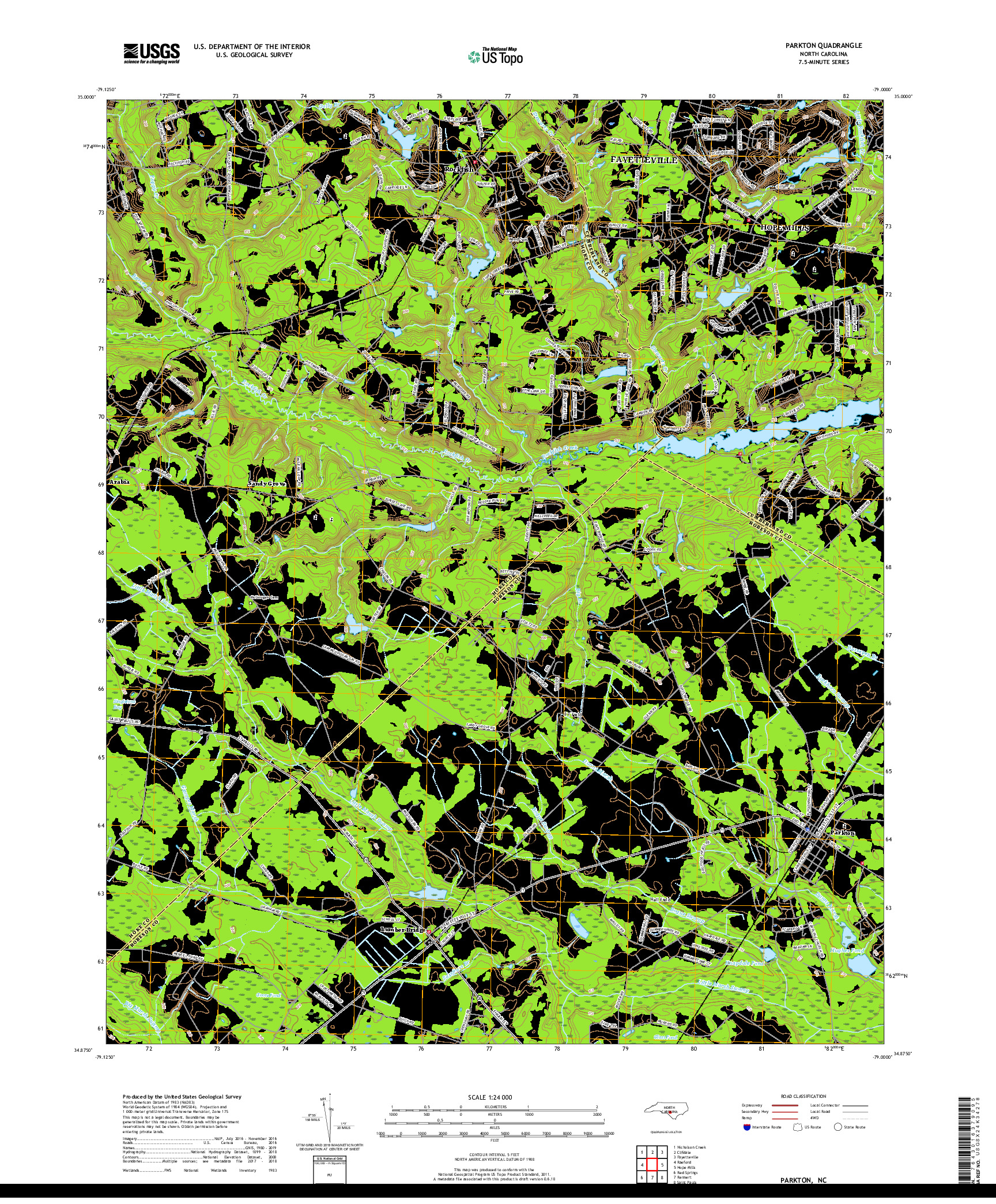 USGS US TOPO 7.5-MINUTE MAP FOR PARKTON, NC 2019