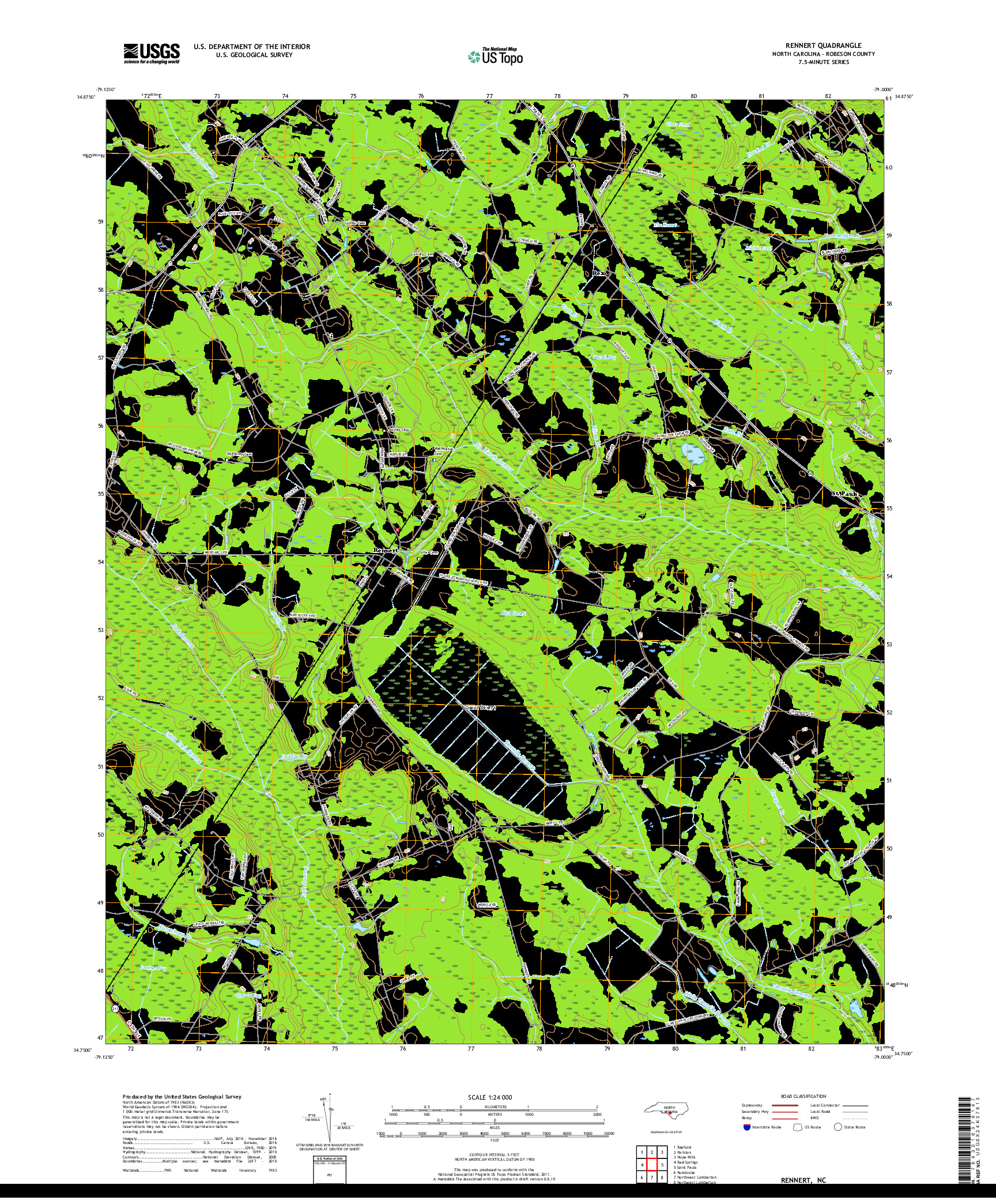 USGS US TOPO 7.5-MINUTE MAP FOR RENNERT, NC 2019