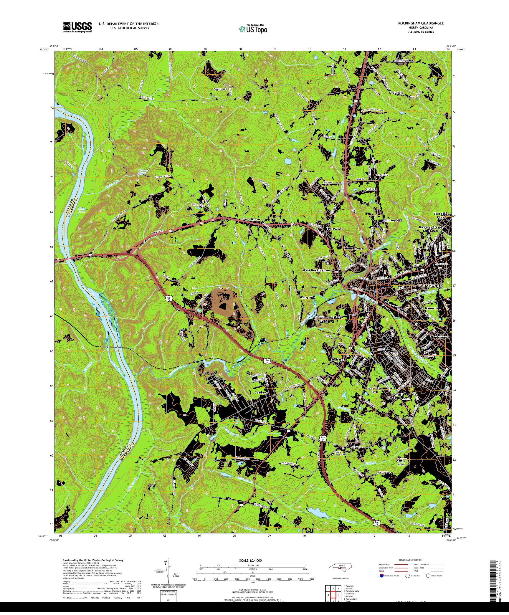 USGS US TOPO 7.5-MINUTE MAP FOR ROCKINGHAM, NC 2019