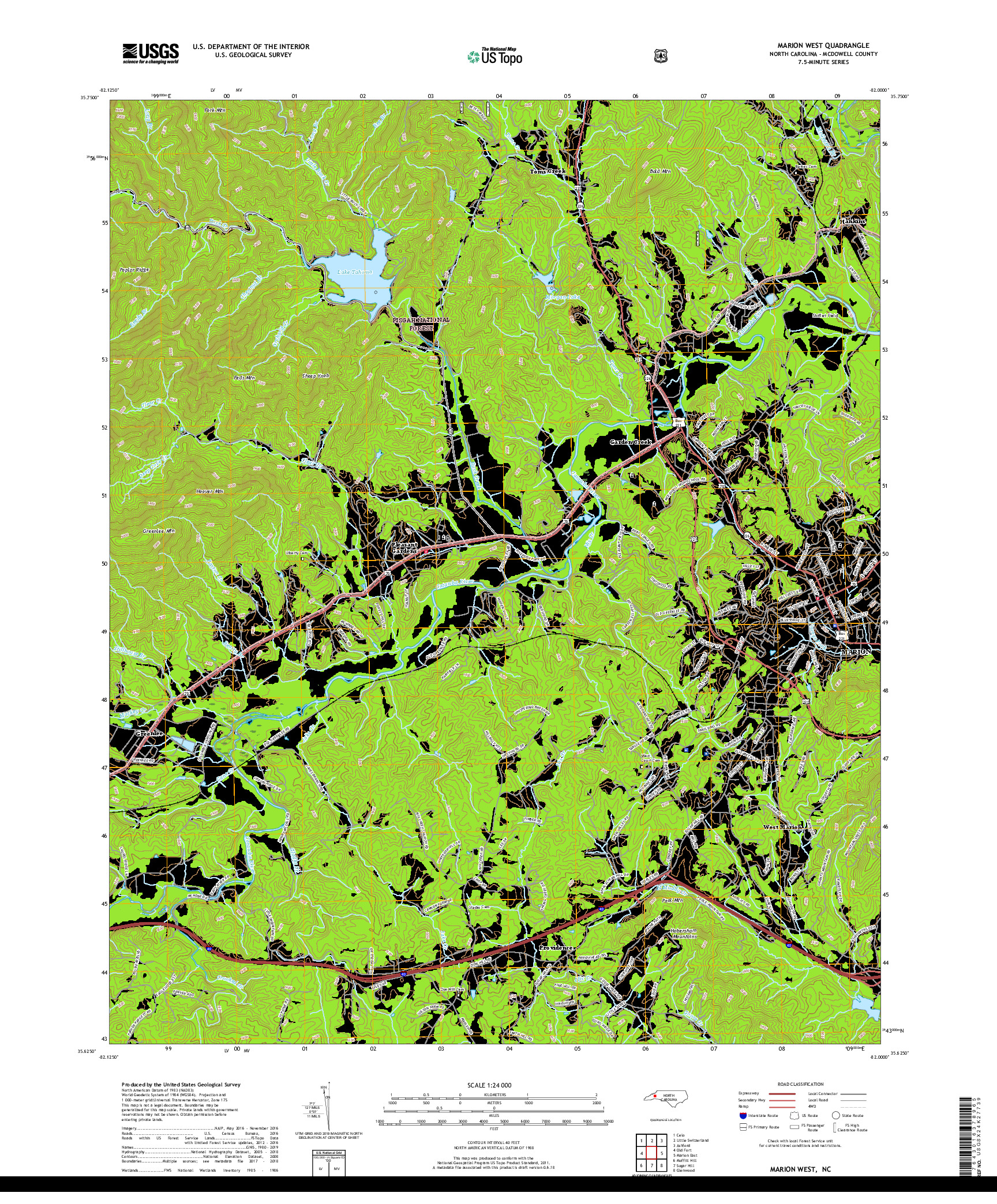 USGS US TOPO 7.5-MINUTE MAP FOR MARION WEST, NC 2019