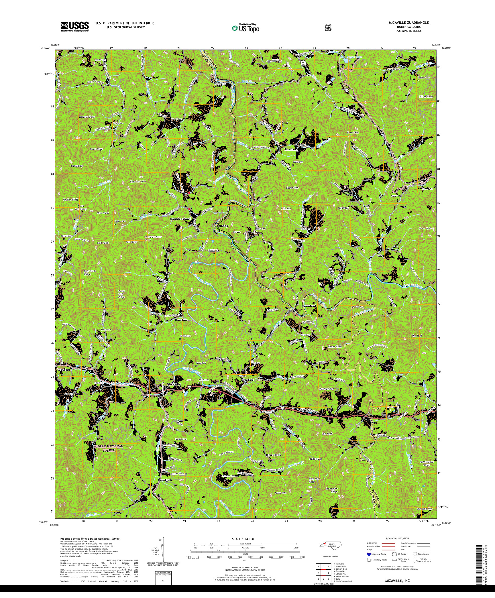 USGS US TOPO 7.5-MINUTE MAP FOR MICAVILLE, NC 2019