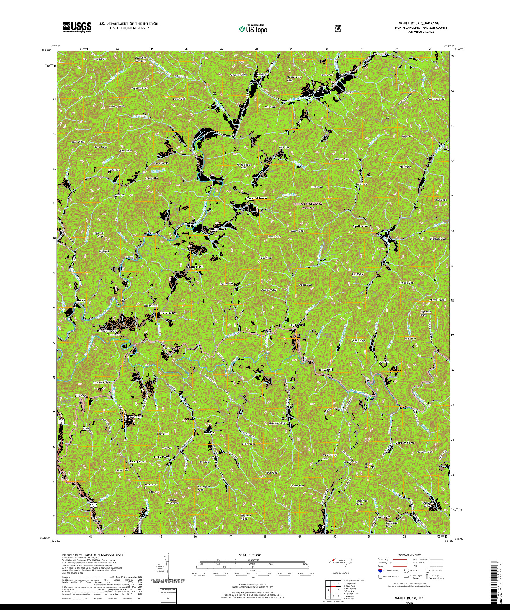 USGS US TOPO 7.5-MINUTE MAP FOR WHITE ROCK, NC 2019