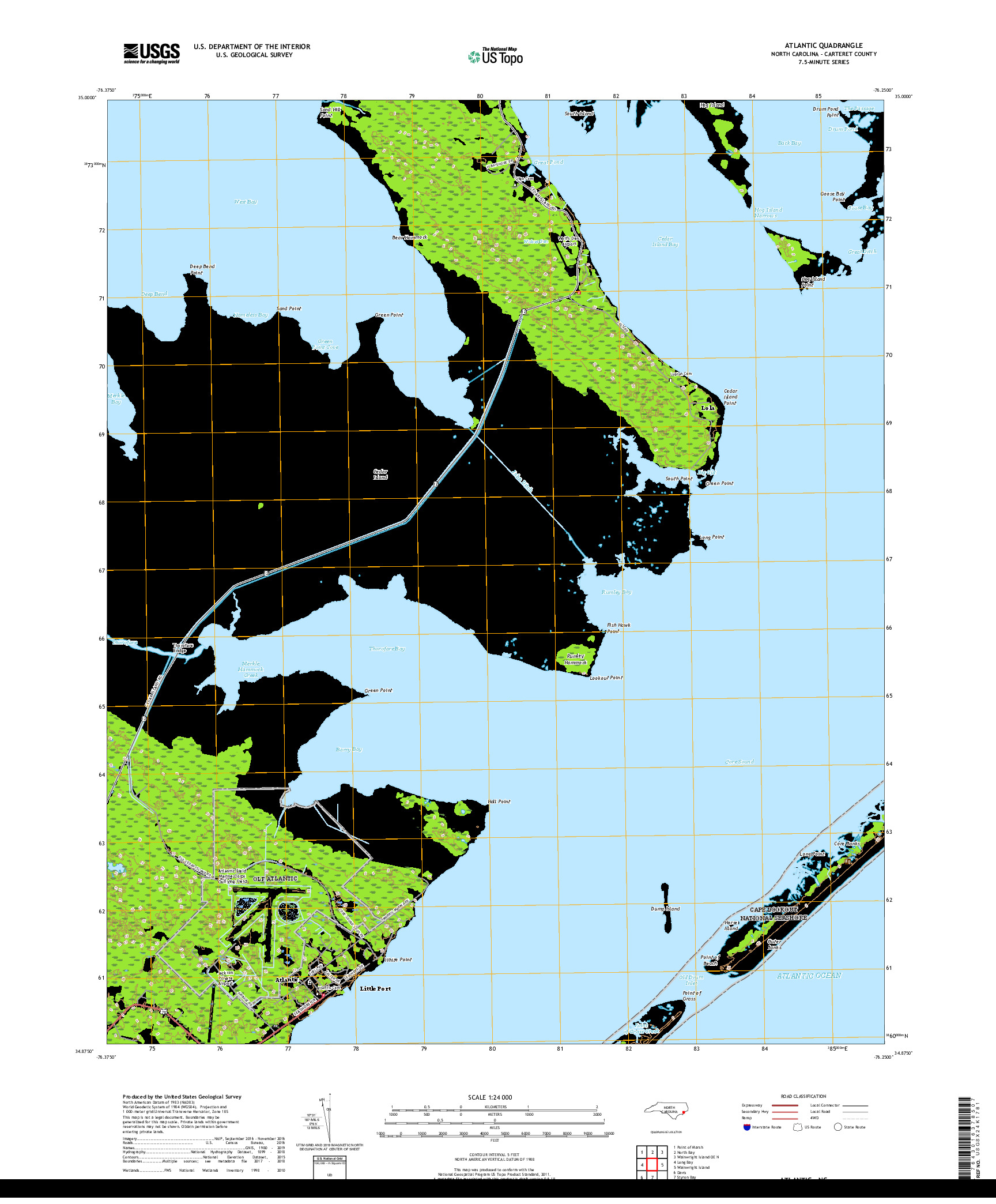 USGS US TOPO 7.5-MINUTE MAP FOR ATLANTIC, NC 2019