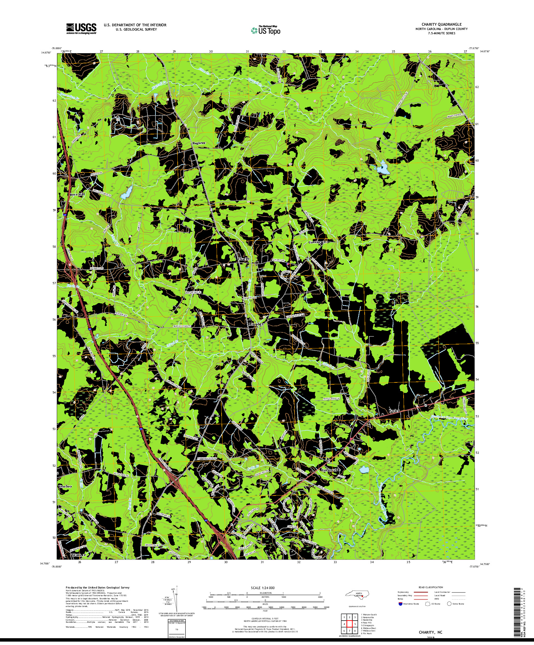 USGS US TOPO 7.5-MINUTE MAP FOR CHARITY, NC 2019