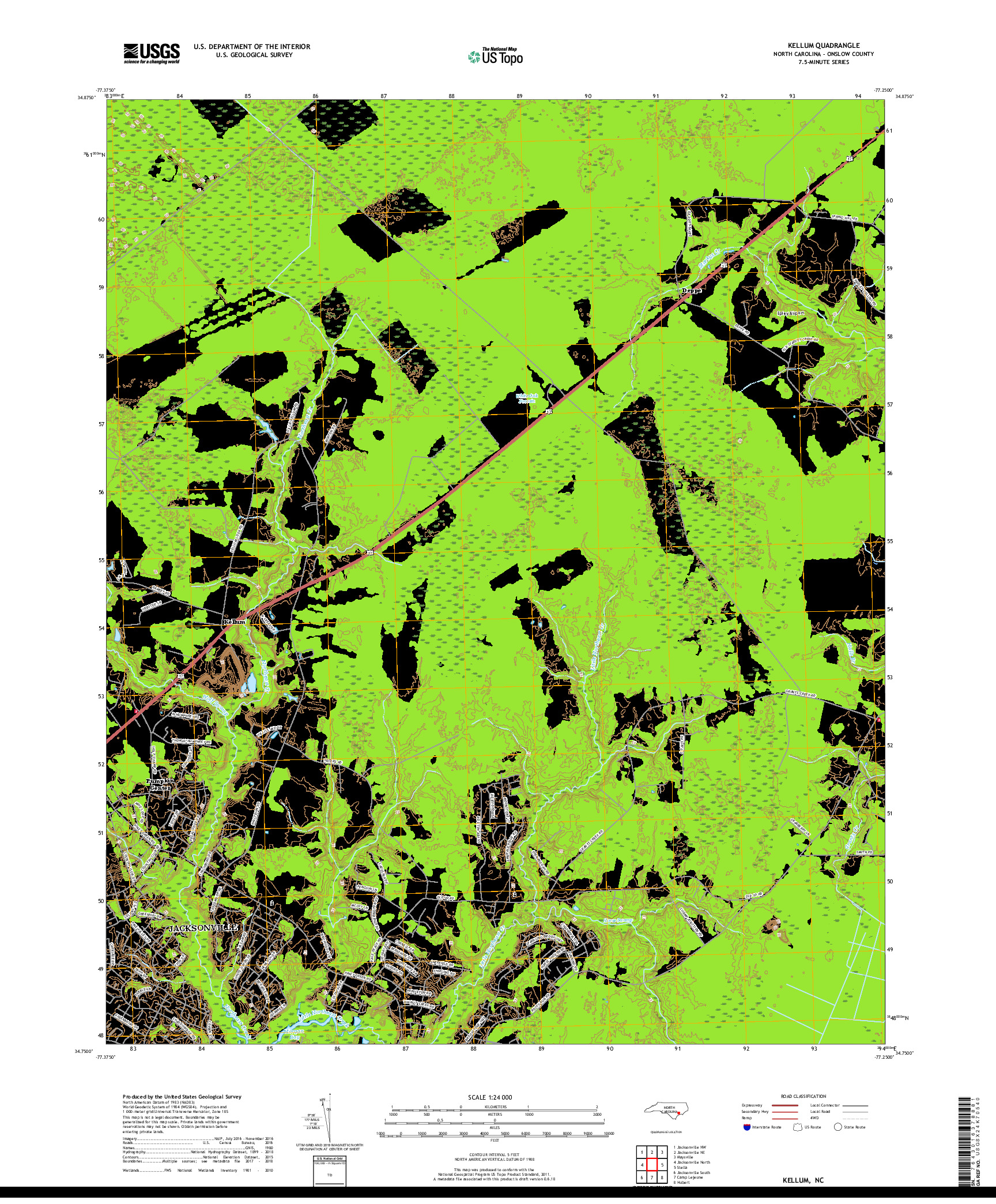 USGS US TOPO 7.5-MINUTE MAP FOR KELLUM, NC 2019