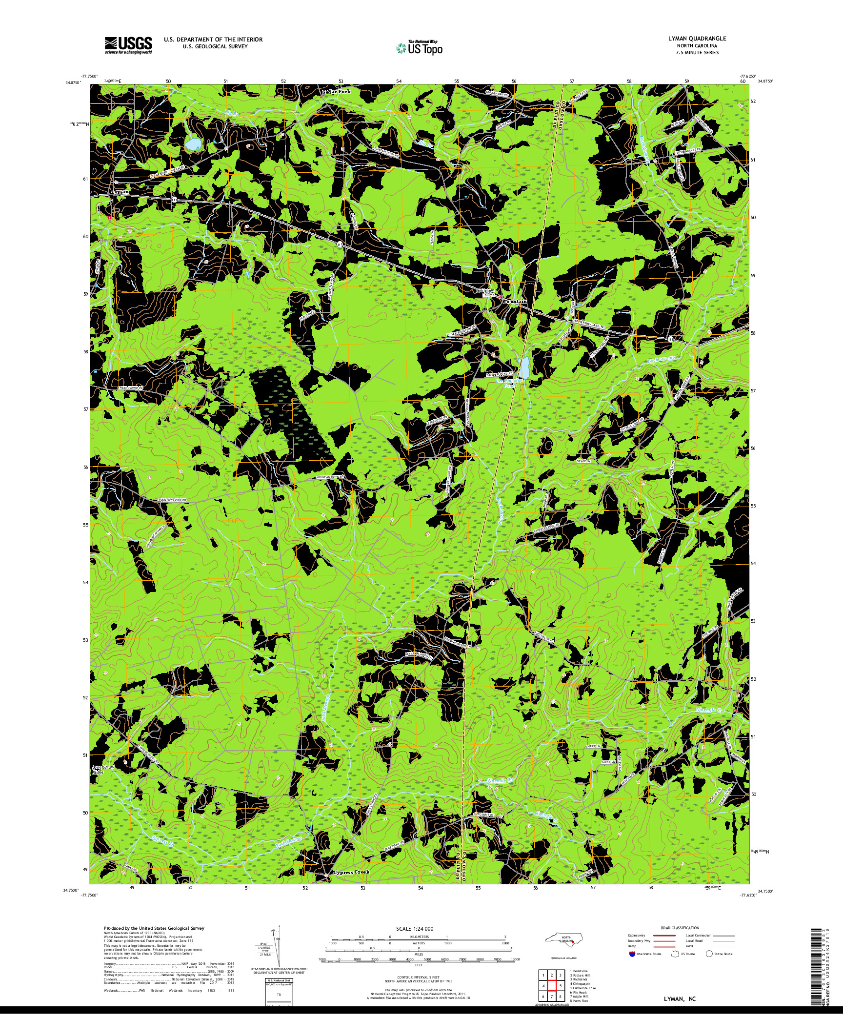 USGS US TOPO 7.5-MINUTE MAP FOR LYMAN, NC 2019