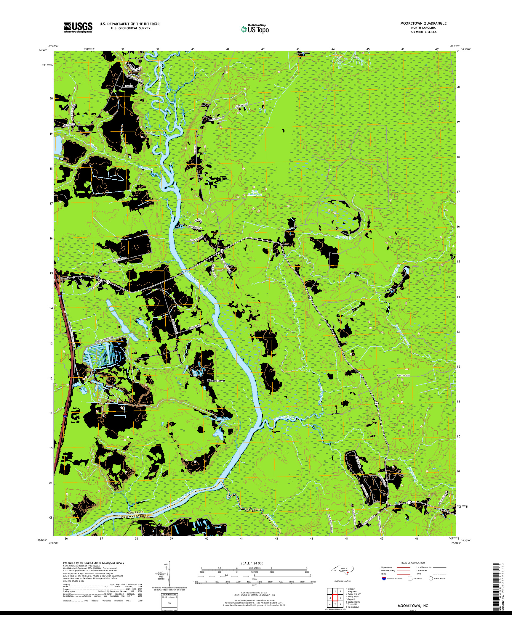 USGS US TOPO 7.5-MINUTE MAP FOR MOORETOWN, NC 2019