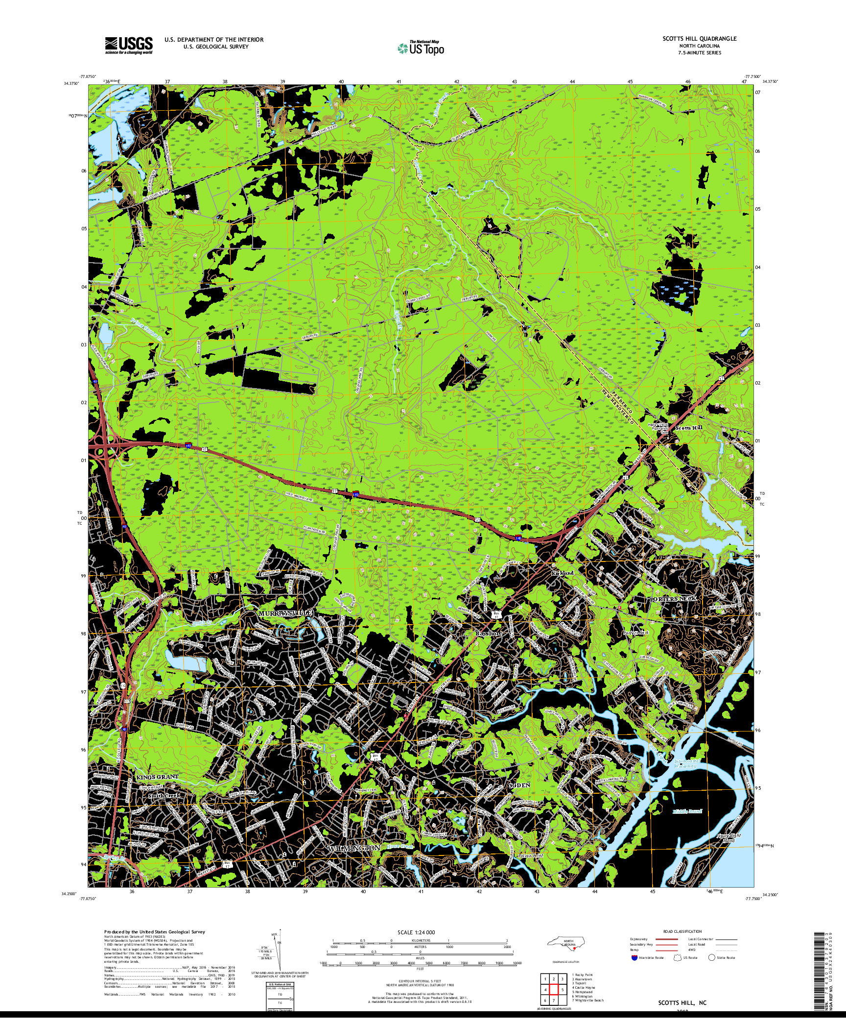 USGS US TOPO 7.5-MINUTE MAP FOR SCOTTS HILL, NC 2019