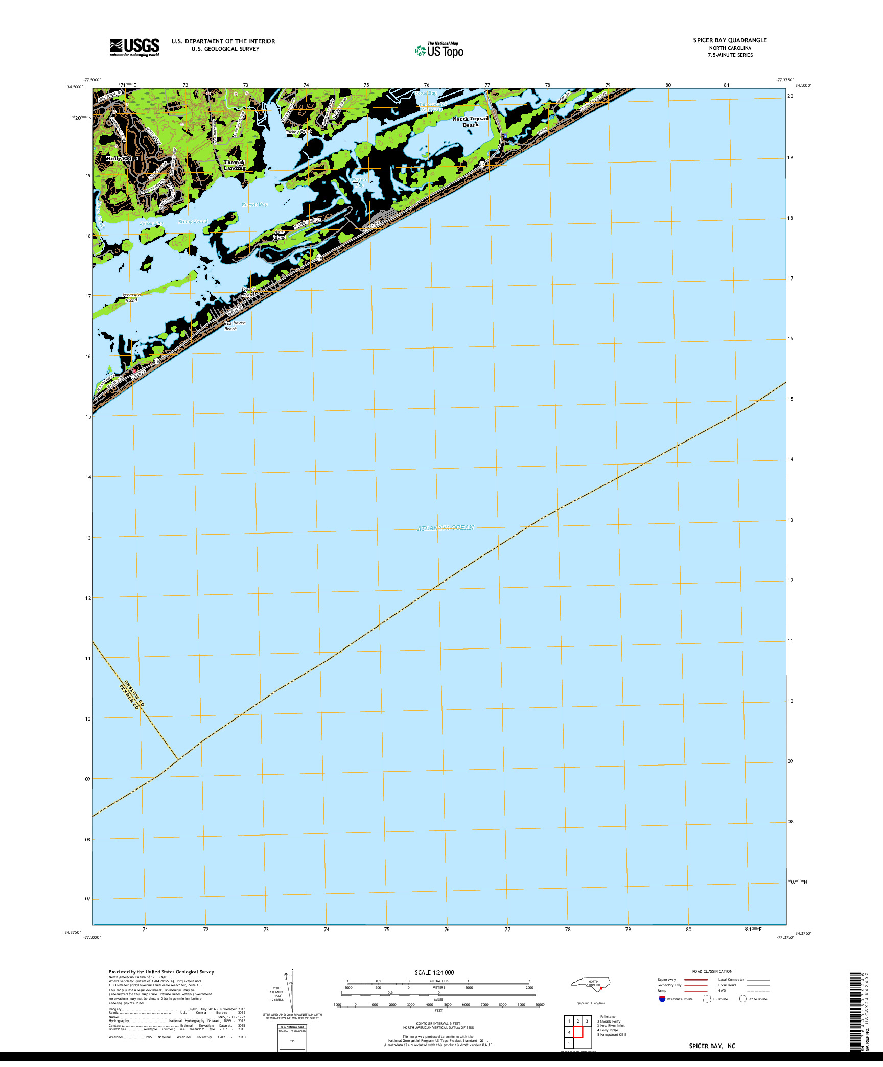 USGS US TOPO 7.5-MINUTE MAP FOR SPICER BAY, NC 2019