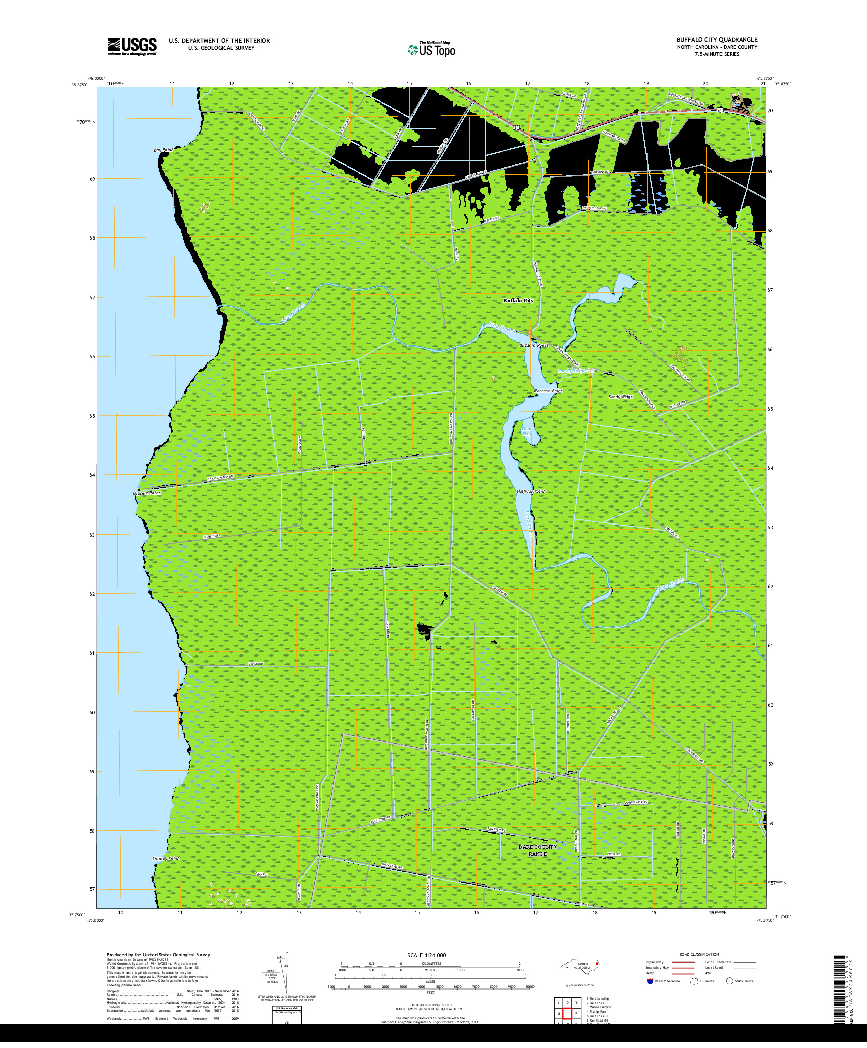 USGS US TOPO 7.5-MINUTE MAP FOR BUFFALO CITY, NC 2019