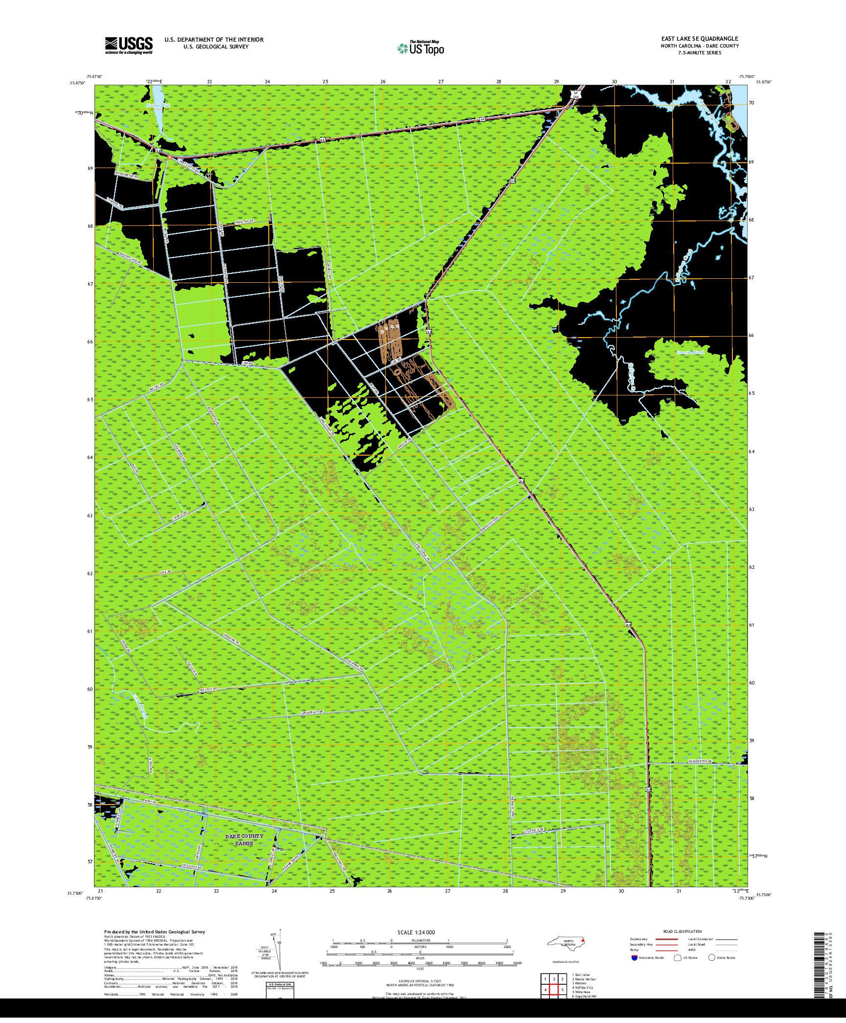 USGS US TOPO 7.5-MINUTE MAP FOR EAST LAKE SE, NC 2019