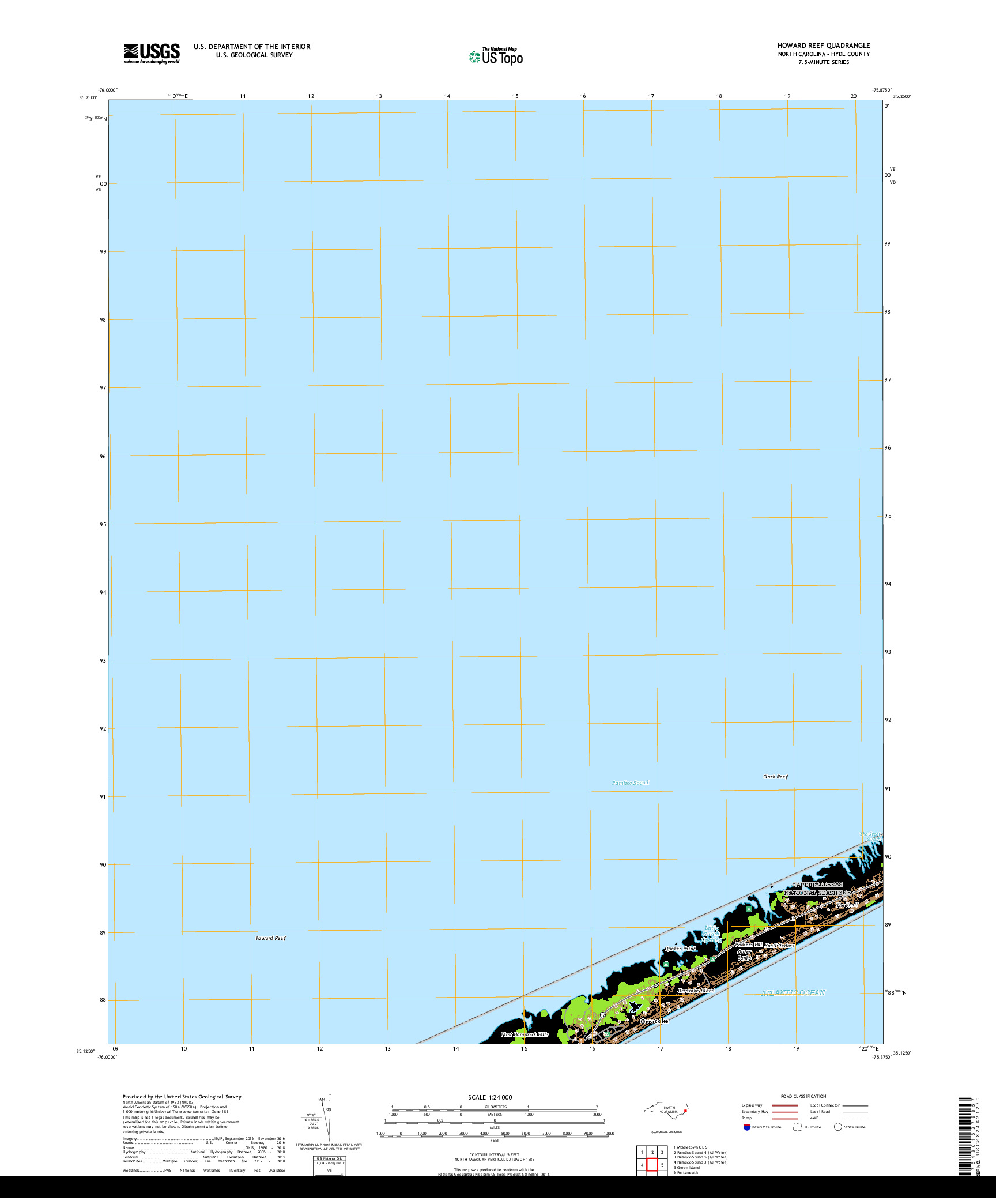 USGS US TOPO 7.5-MINUTE MAP FOR HOWARD REEF, NC 2019