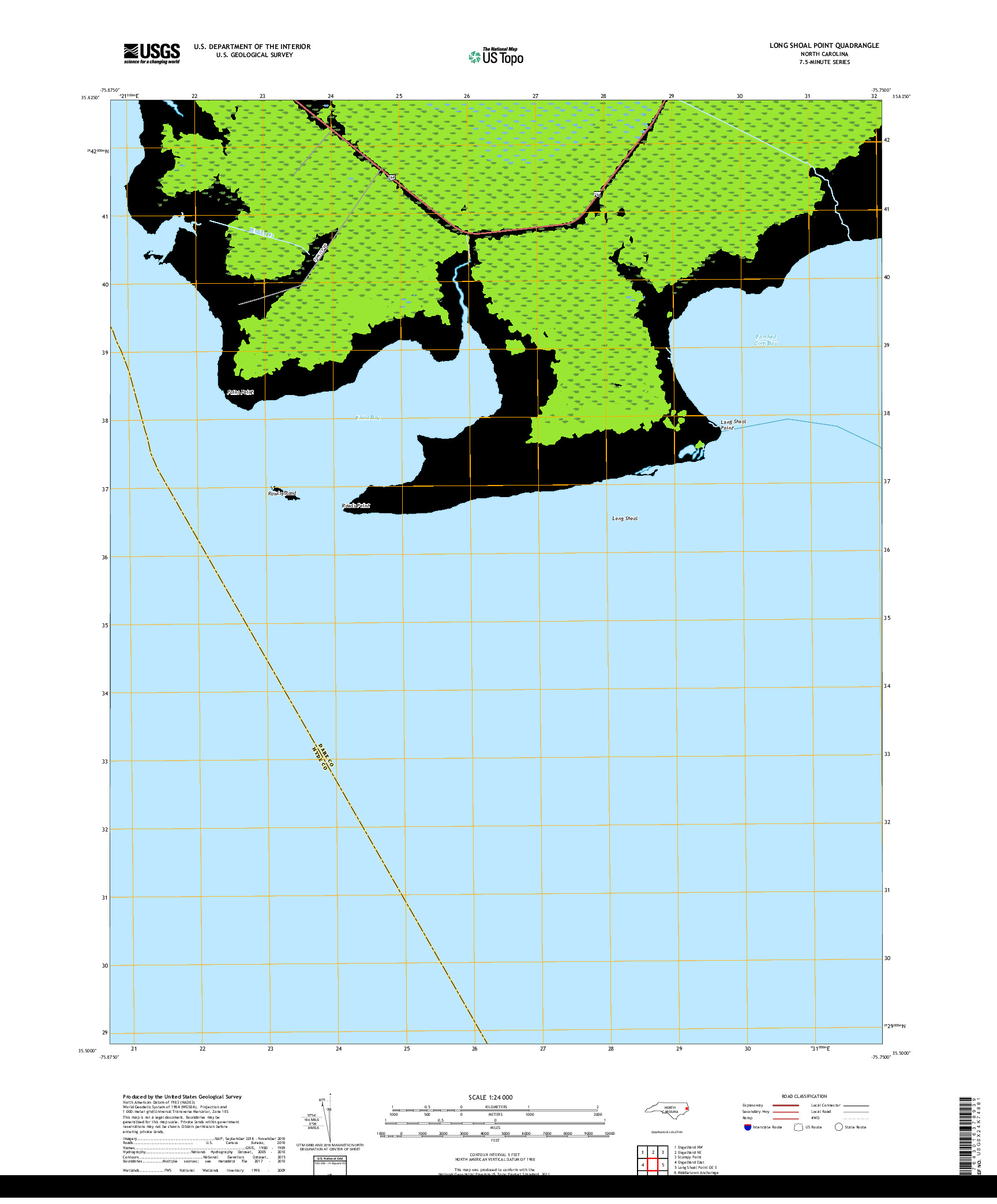 USGS US TOPO 7.5-MINUTE MAP FOR LONG SHOAL POINT, NC 2019