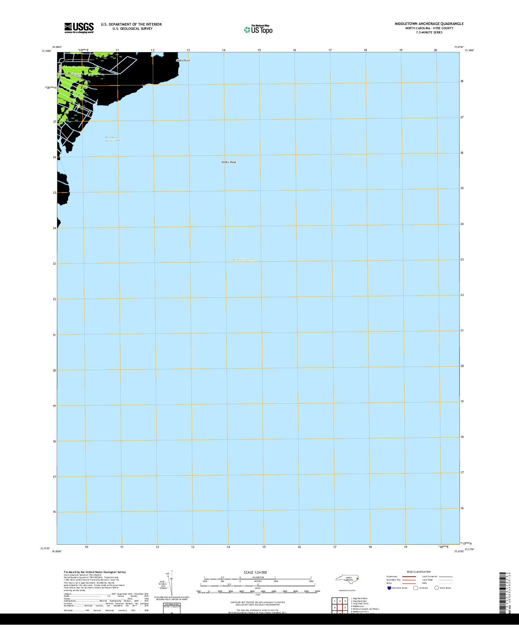 USGS US TOPO 7.5-MINUTE MAP FOR MIDDLETOWN ANCHORAGE, NC 2019