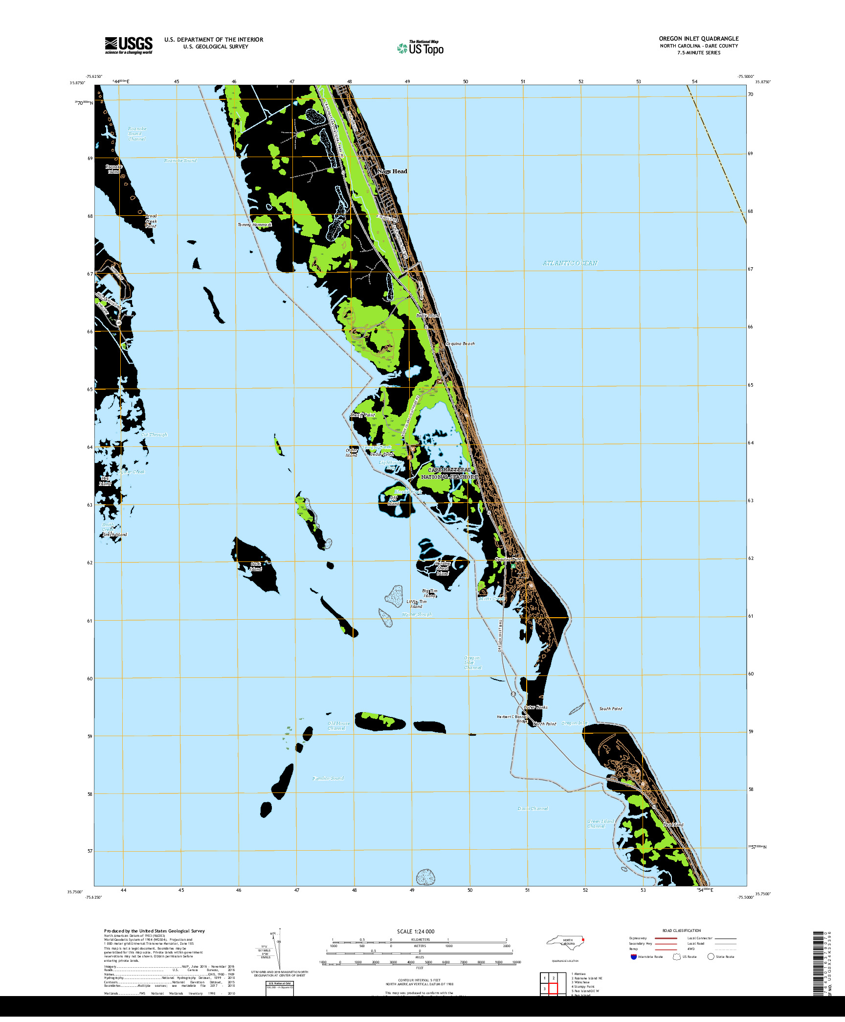 USGS US TOPO 7.5-MINUTE MAP FOR OREGON INLET, NC 2019