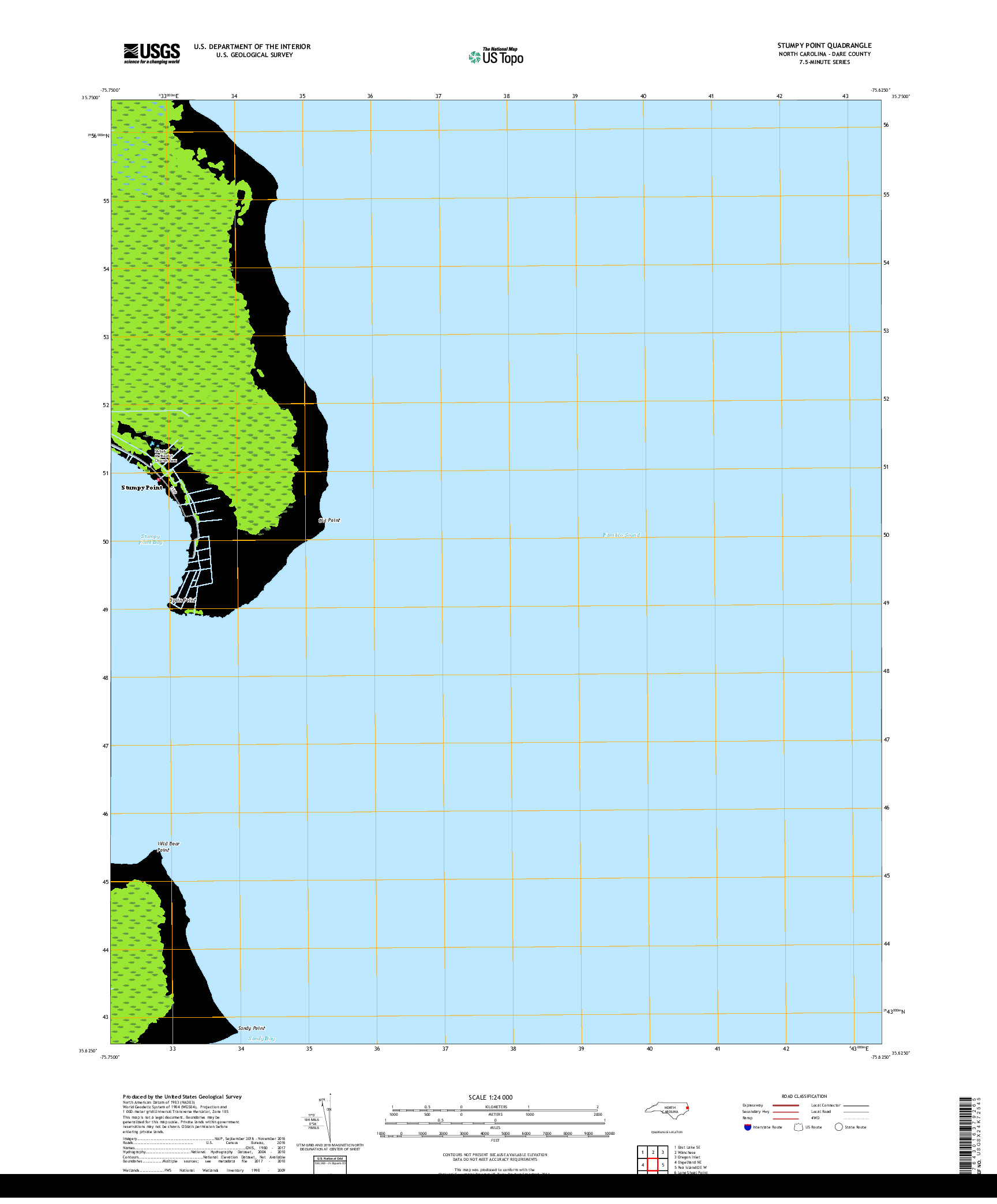 USGS US TOPO 7.5-MINUTE MAP FOR STUMPY POINT, NC 2019