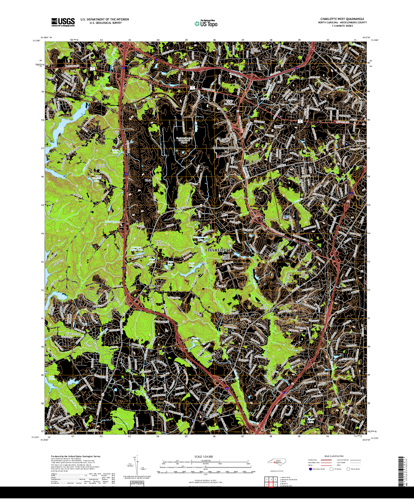 USGS US TOPO 7.5-MINUTE MAP FOR CHARLOTTE WEST, NC 2019