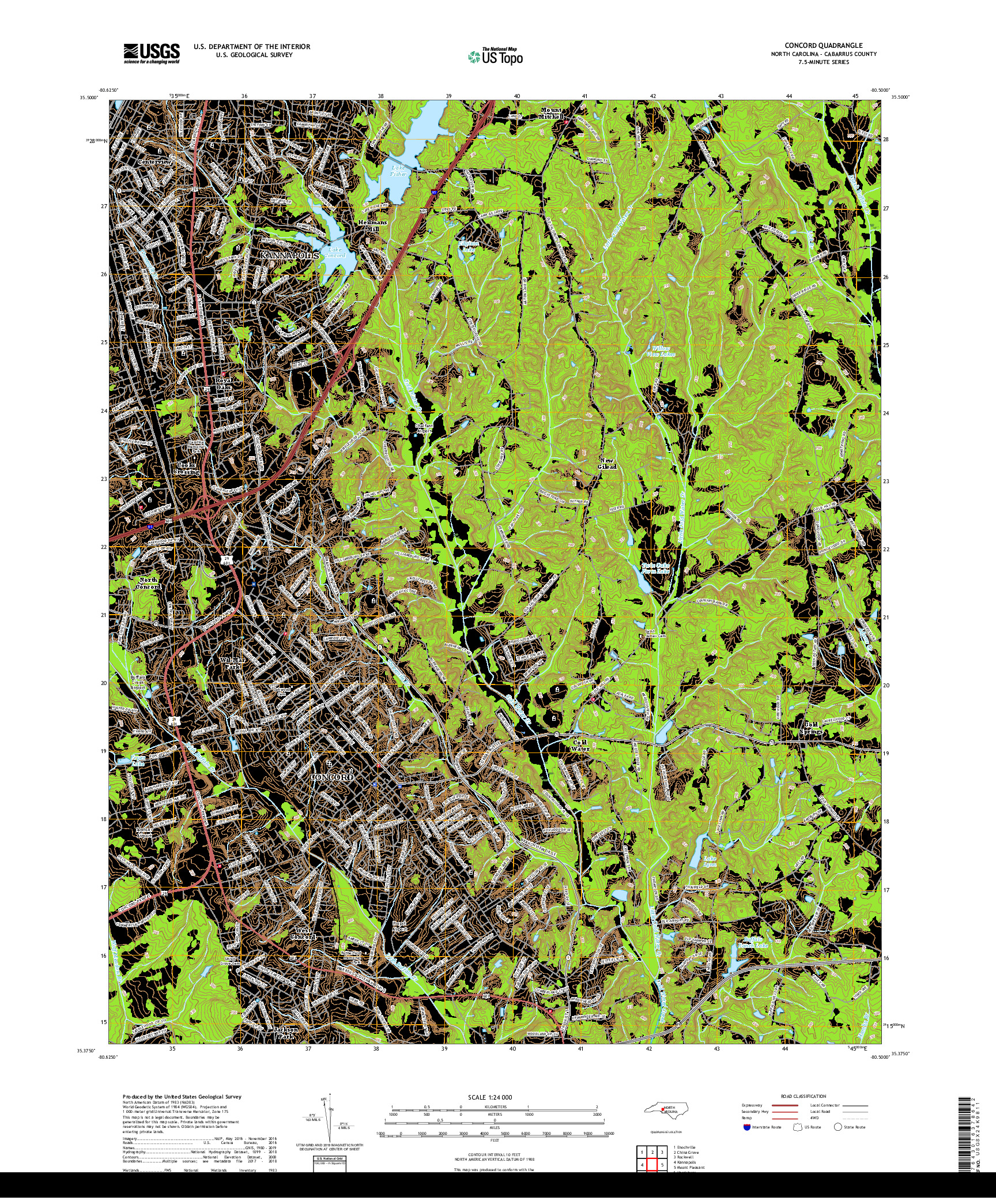 USGS US TOPO 7.5-MINUTE MAP FOR CONCORD, NC 2019