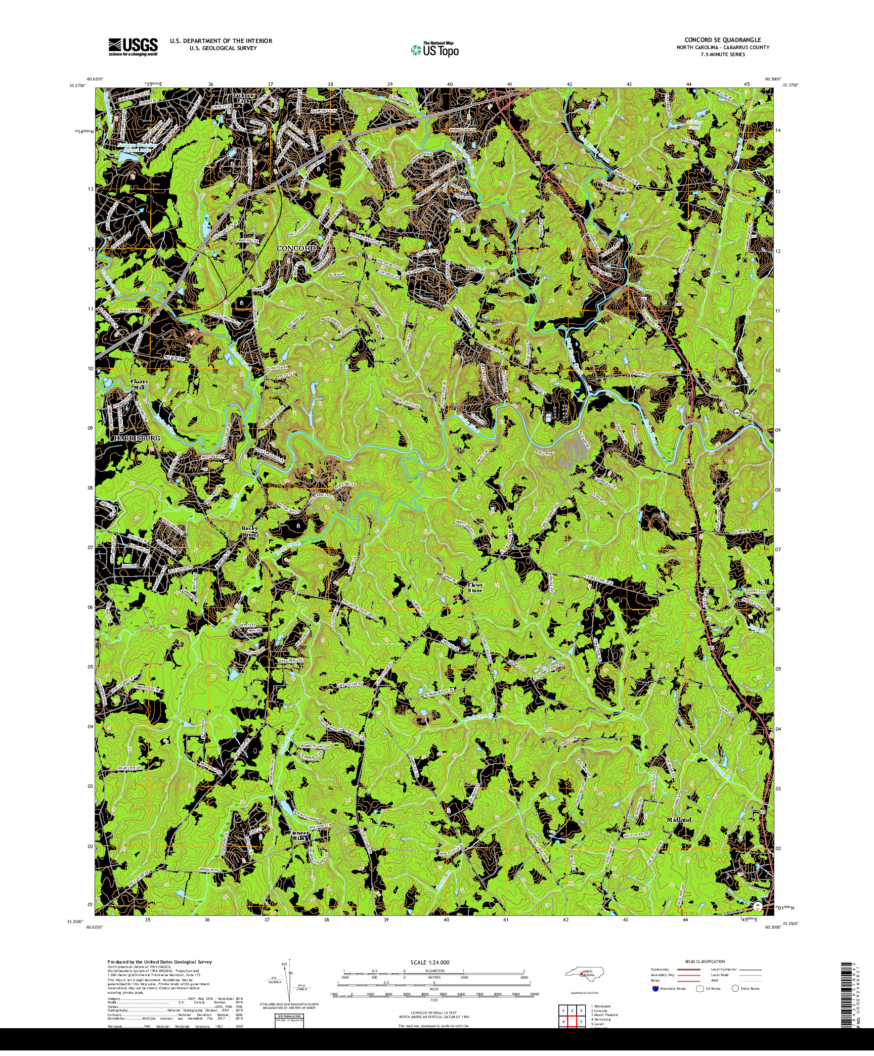 USGS US TOPO 7.5-MINUTE MAP FOR CONCORD SE, NC 2019