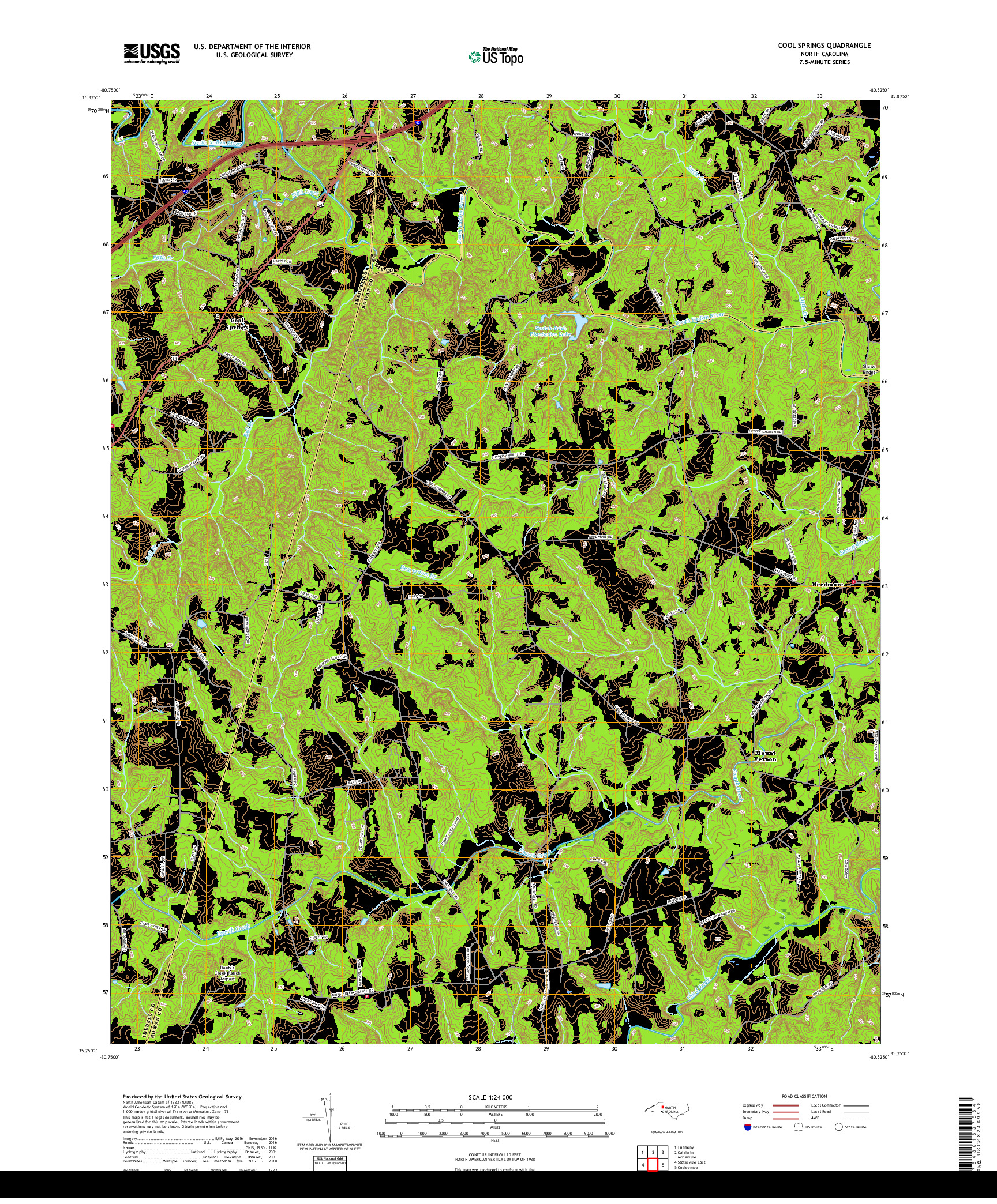 USGS US TOPO 7.5-MINUTE MAP FOR COOL SPRINGS, NC 2019