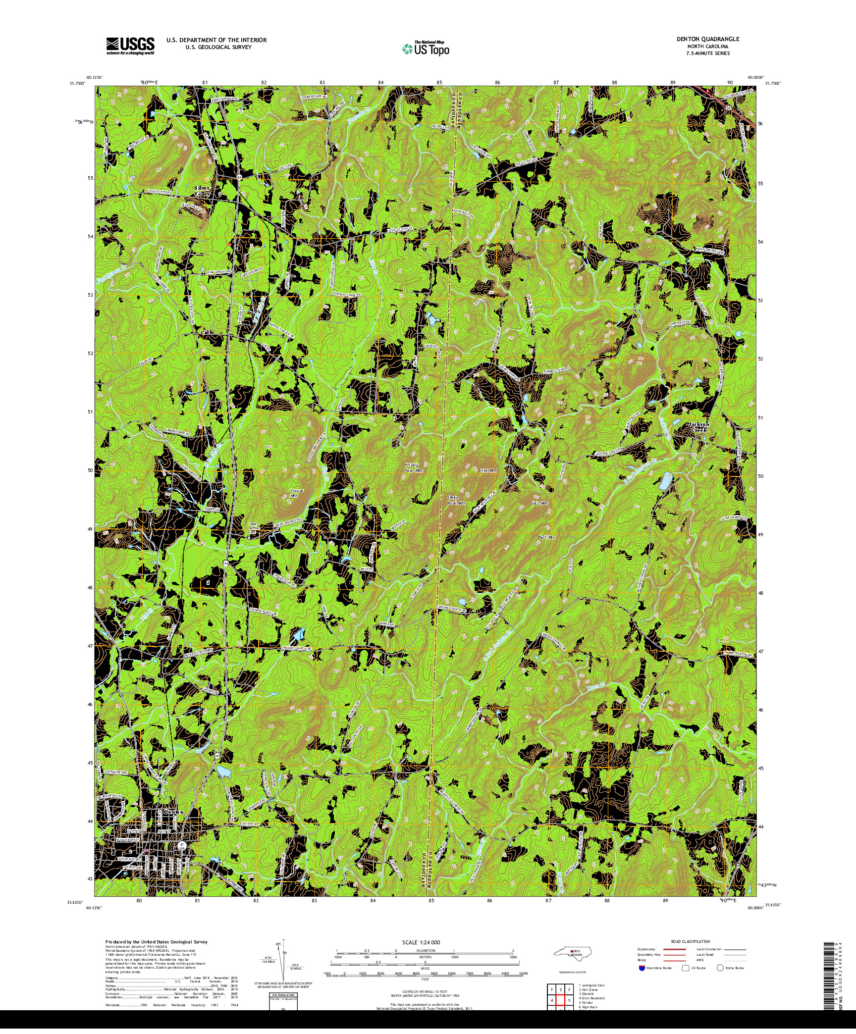 USGS US TOPO 7.5-MINUTE MAP FOR DENTON, NC 2019